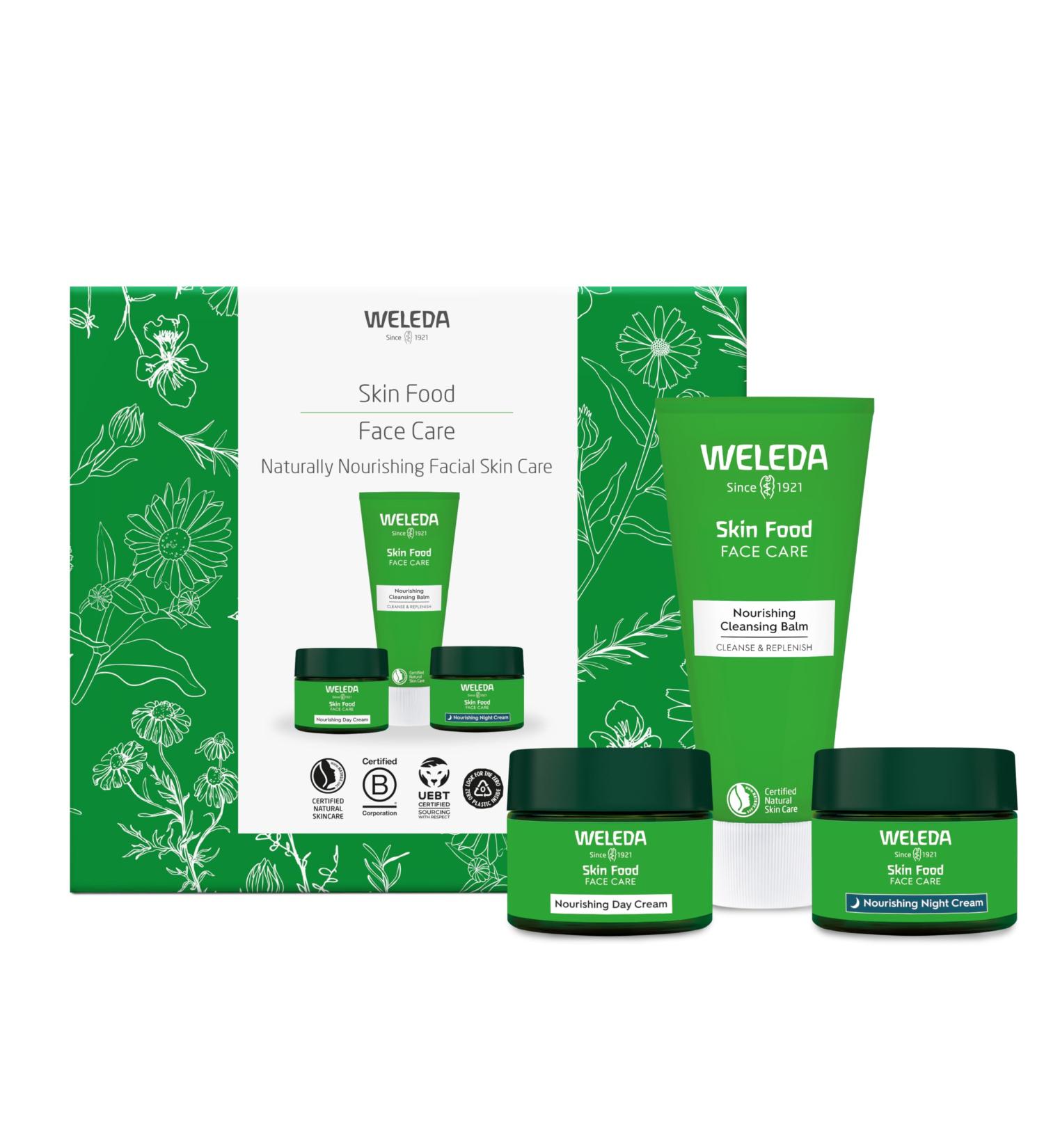 Weleda Skin Food Face Care Gift Set 3in1 Skin Care Set - Skin Food Cleansing Balm Day Cream & Night Cream for Women & Men 100% Certified Natural Organic - Buy Online on GoSupps.com