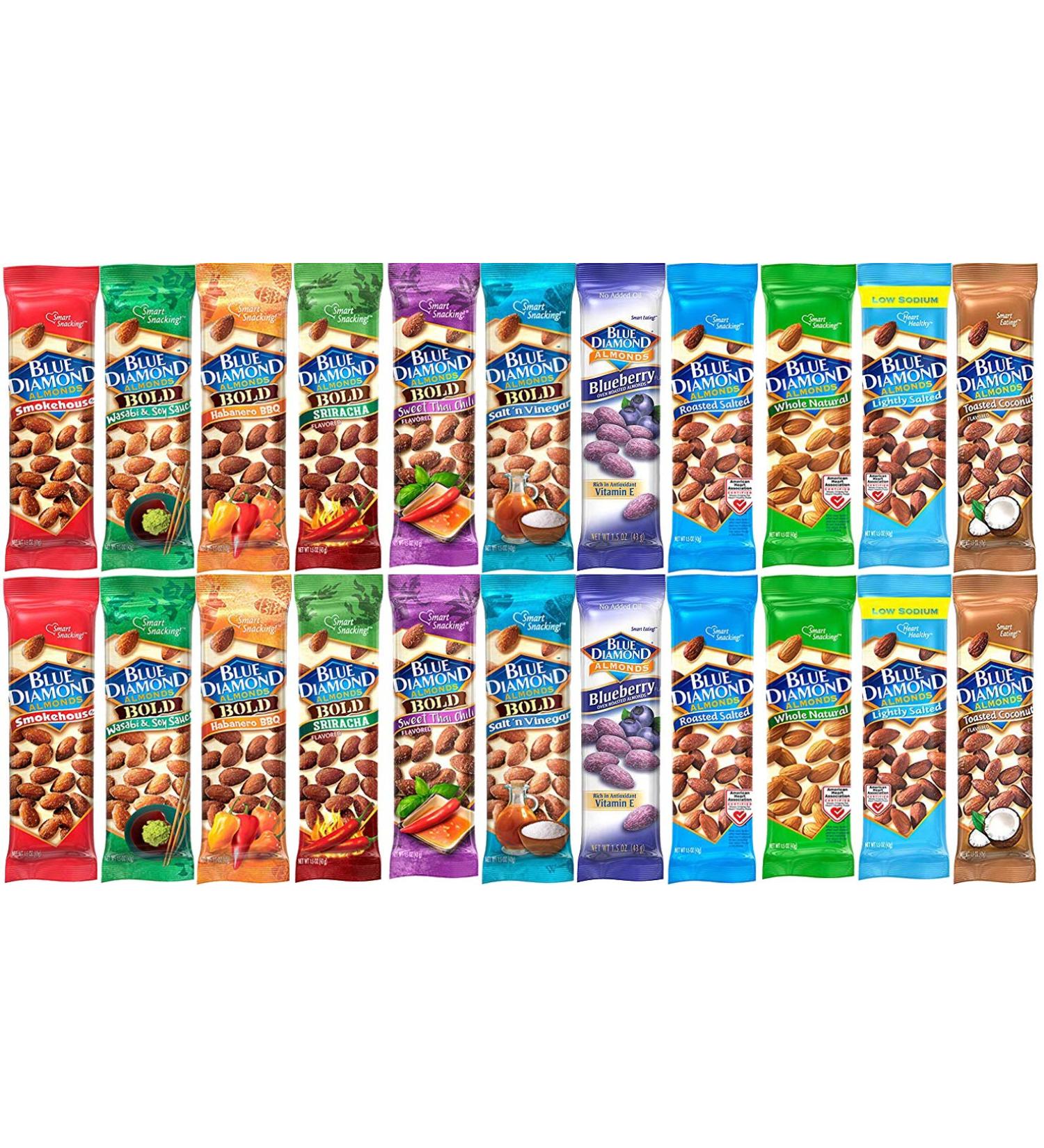 Blue Diamond Almonds Variety Pack (11 Flavors / 22 Bags / 1.5-Ounce Bags)