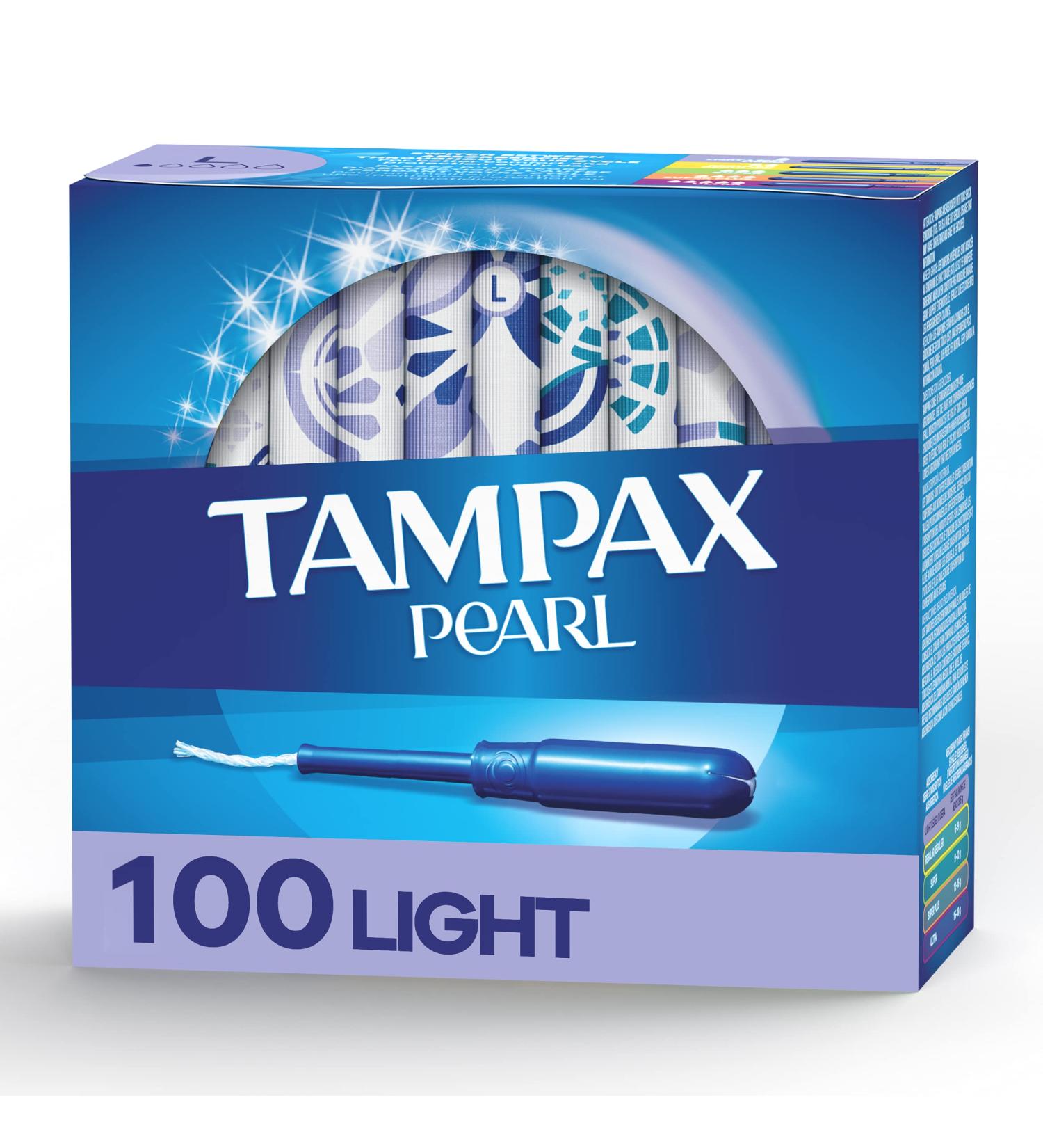 Tampax Pearl Tampons Light Absorbency - BPA-Free Plastic Applicator, LeakGuard Braid - Unscented - 100 Count (Pack of 2) - Buy Online on GoSupps.com