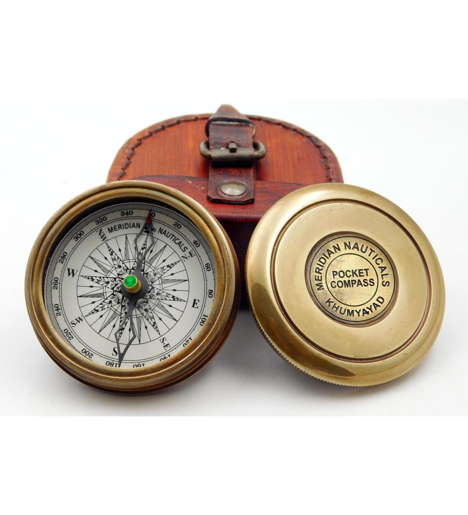 KHUMYAYAD Brass Pocket Compass - Antique Handmade Compass with Leather Case | Fully Functional & Stylish Travel Accessory - Buy Online on GoSupps.com