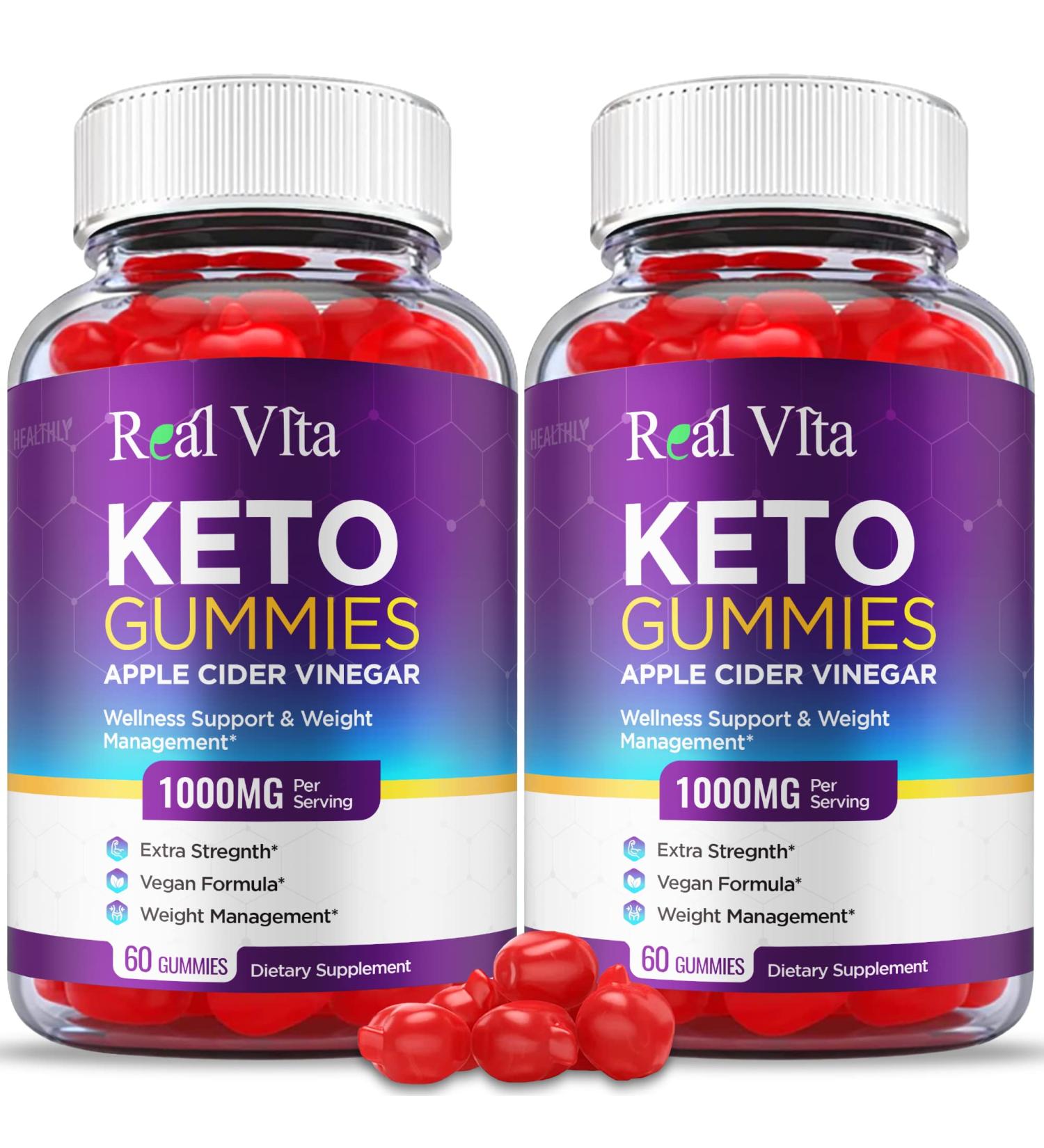 Real Vita Keto Gummies 2 Pack - Vegan Formula with ACV, B12, and Beet Root Juice (120 Gummies) - Buy Online on GoSupps.com