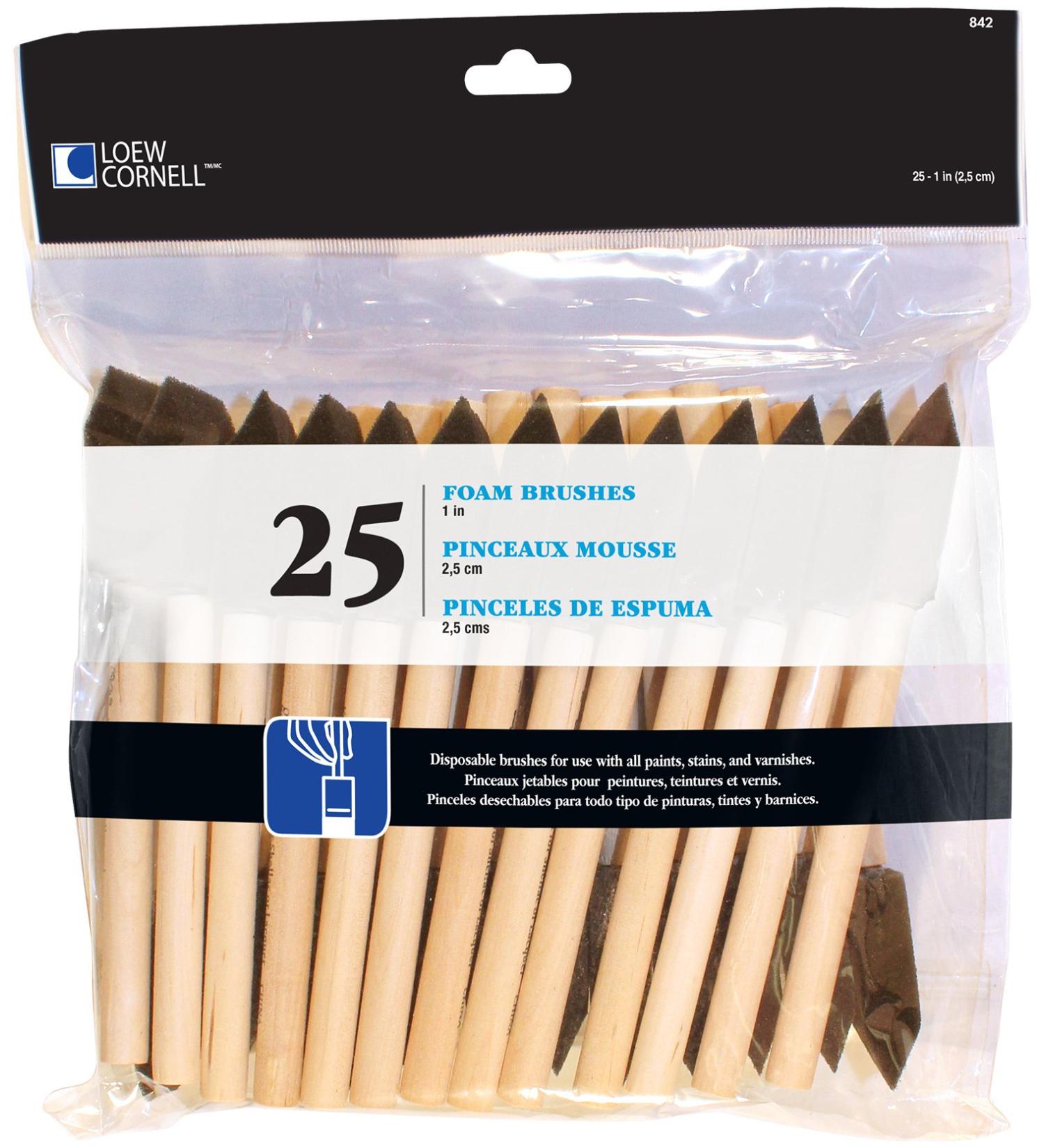 Loew-Cornell 842 25-Piece Foam Brush Set, 1-Inch