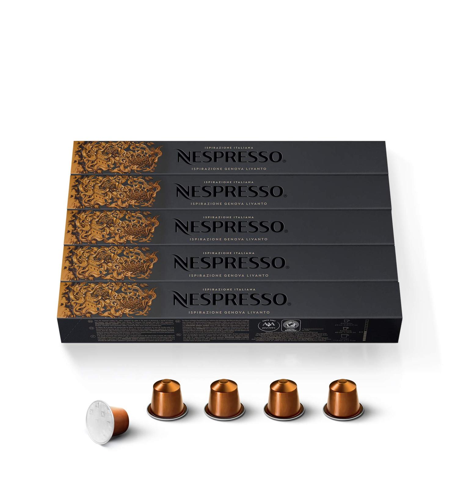 Nespresso Nespresso Original Bundle of 50 Livanto Coffee Capsules Intensity 6 For Espresso (5 packs of 10)