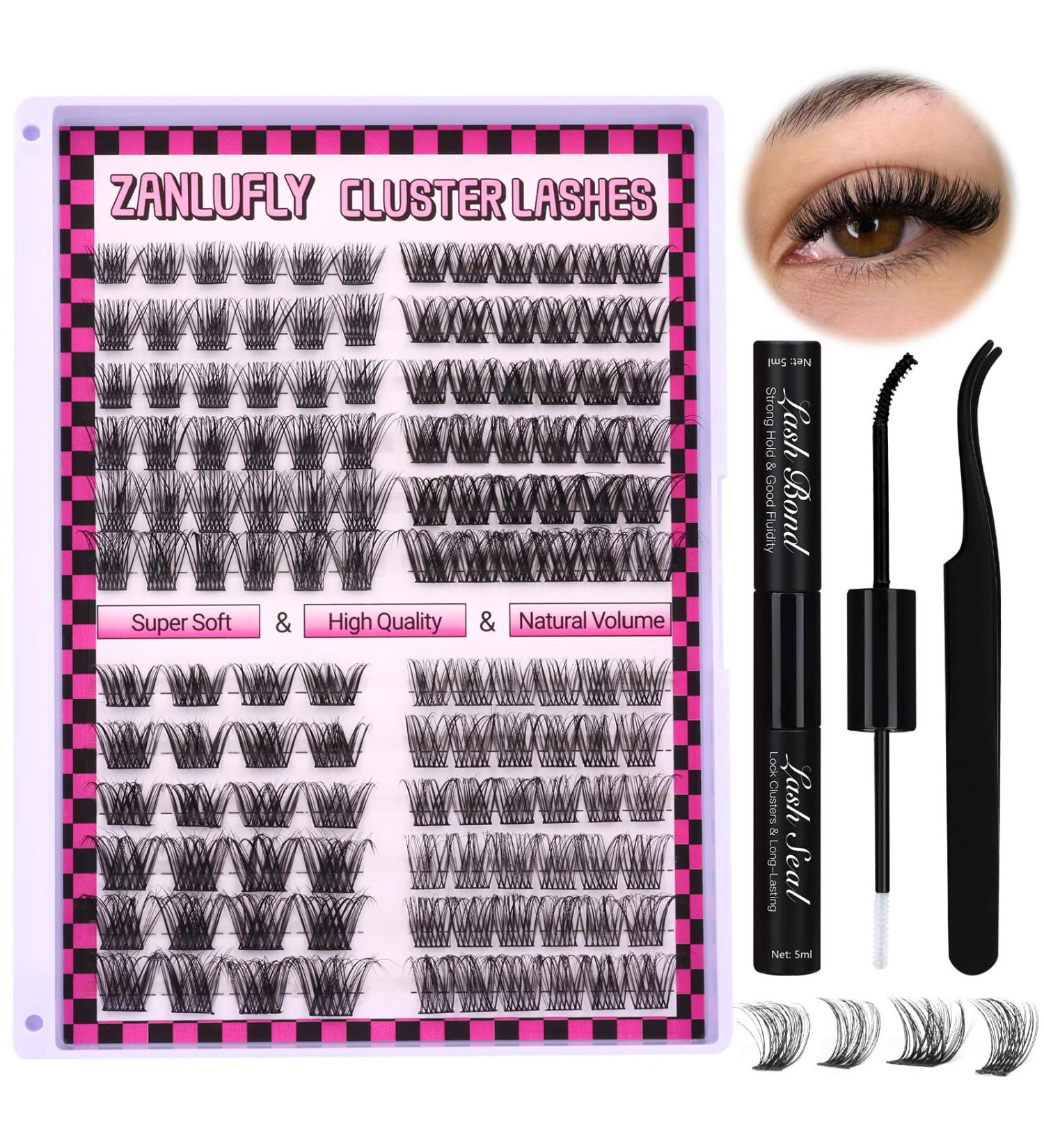 Premium Lashes Extension Kit - 132Pcs Individual & Cluster Eyelashes with Bond Seal & Applicator | 4 Styles (10-16MM) for DIY Extensions - Buy Online on GoSupps.com