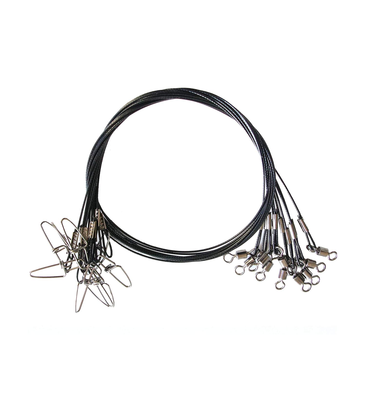 Facikono Fishing Leaders Wire 125LB - Heavy Duty Saltwater Wire with Swivels and Snaps - 19.68in Black - Buy Online on GoSupps.com