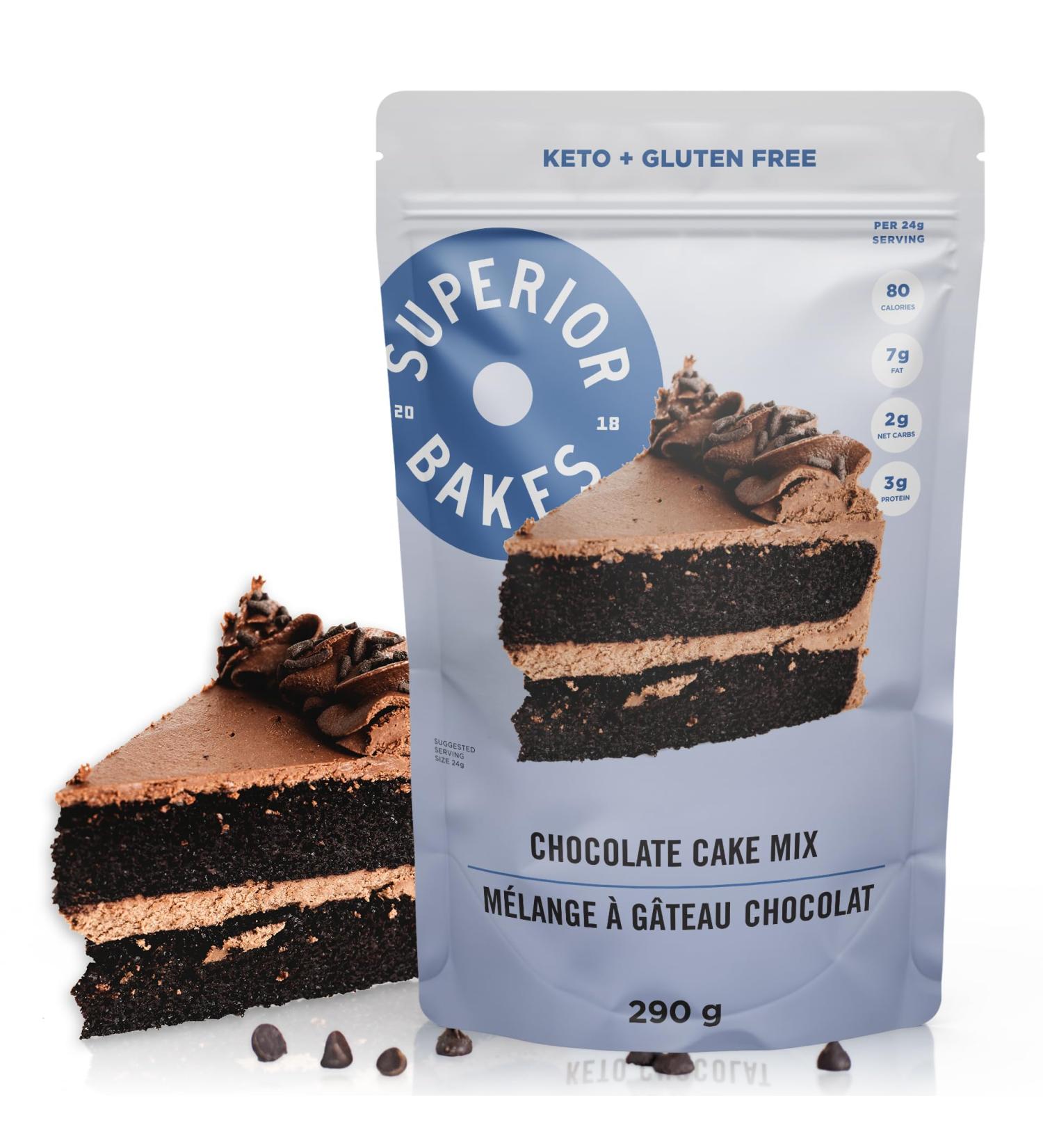 Superior Bakes Keto Chocolate Cake Mix. Gluten Friendly No Sugar Added. Only 2g Net Carb Per Serving. - Buy Online on GoSupps.com