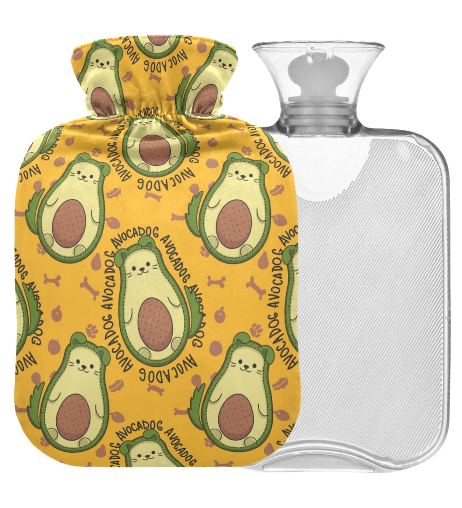 NAANLE Cartoon Avocado Cat Mit & Water Bottle 2L | Large Hot Water Bottle for Bed Hand & Foot Heat Pain Relief & Cold Therapy - Buy Online on GoSupps.com