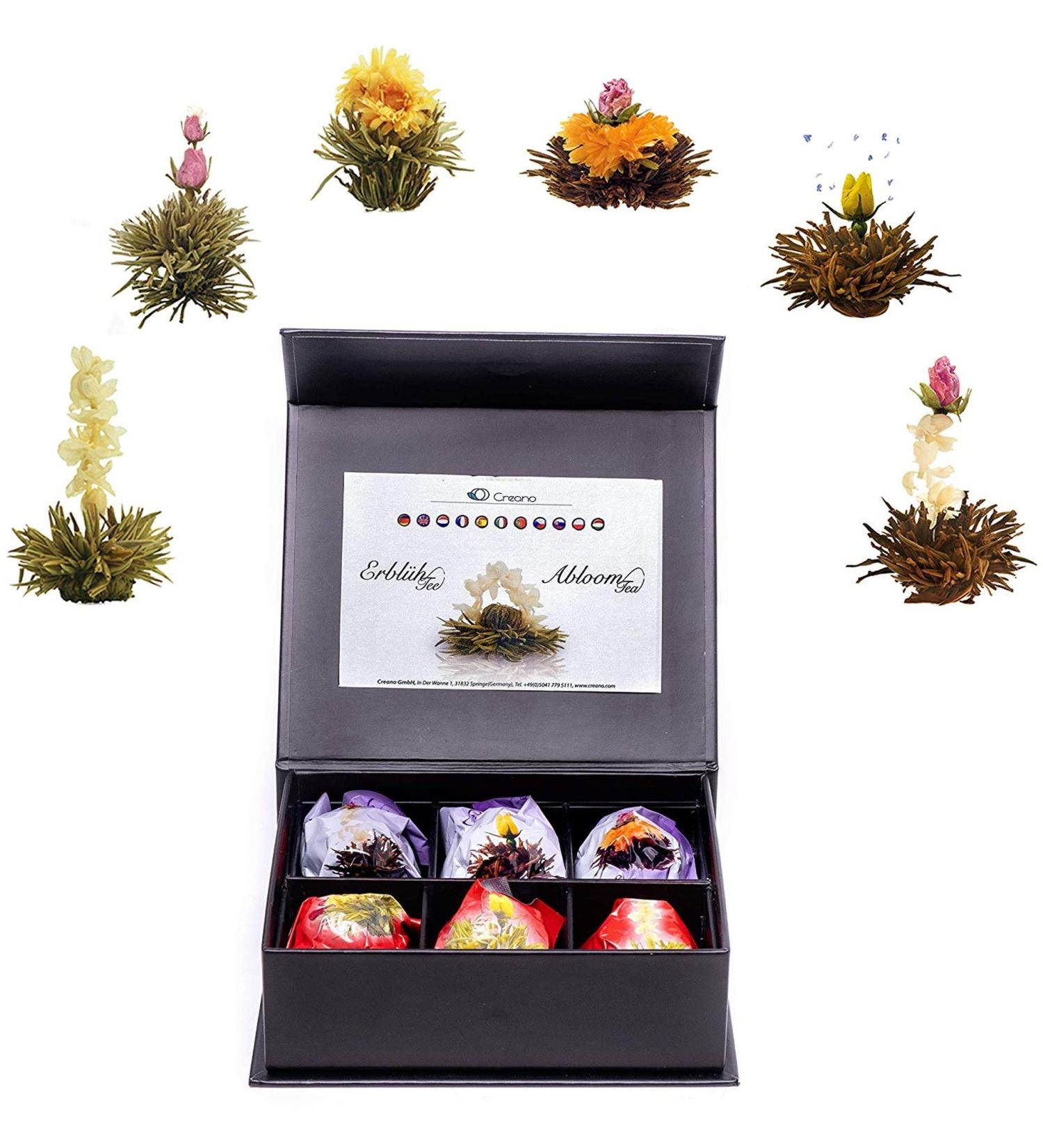Buy Creano Teblumen Mix 6 - Bloomed White & Black Tea in Luxury Magnetic Box | 6 Premium Tea Pieces | Perfect Gift - Buy Online on GoSupps.com
