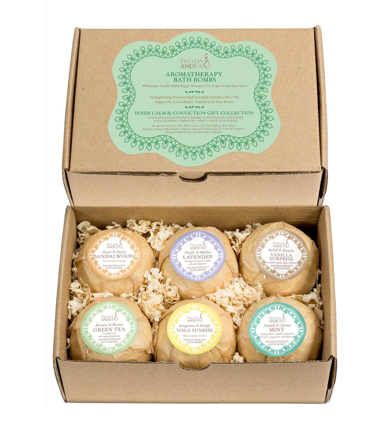 Calming Aromatherapy Bath Bombs Gift Set for Her - 6 Aromatic Scents to Relax and Revitalize Mind, Body & Soul - Luxury Spa Gift Basket for Women - Buy Online on GoSupps.com