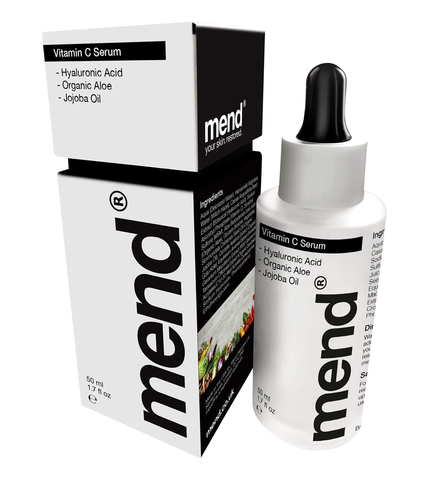 Buy Mend Vitamin C Serum 50ml - Fast-Absorbing Anti-Aging Skincare | Vegan & Organic | Luxury Gift Box | 5% Hyaluronic Acid for Men & Women - Buy Online on GoSupps.com
