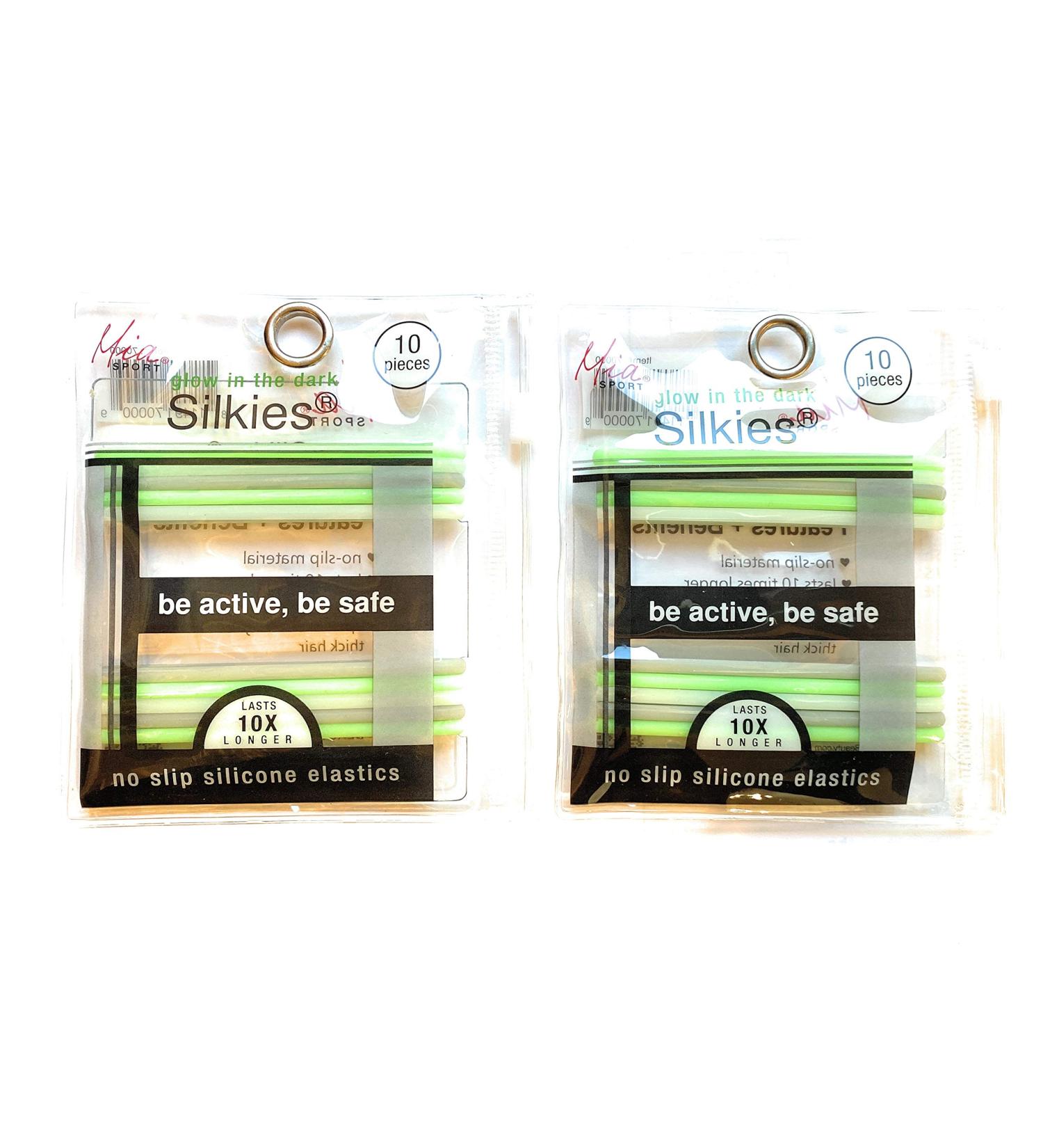 Glow in the Dark Silicone Hair Ties 2PKS - Latex-Free, Long-Lasting, Ideal for Thick Hair - Sports Hair Ties for Women, Teens, Kids - 20PCS (Clear/Gray/Green) - Buy Online on GoSupps.com