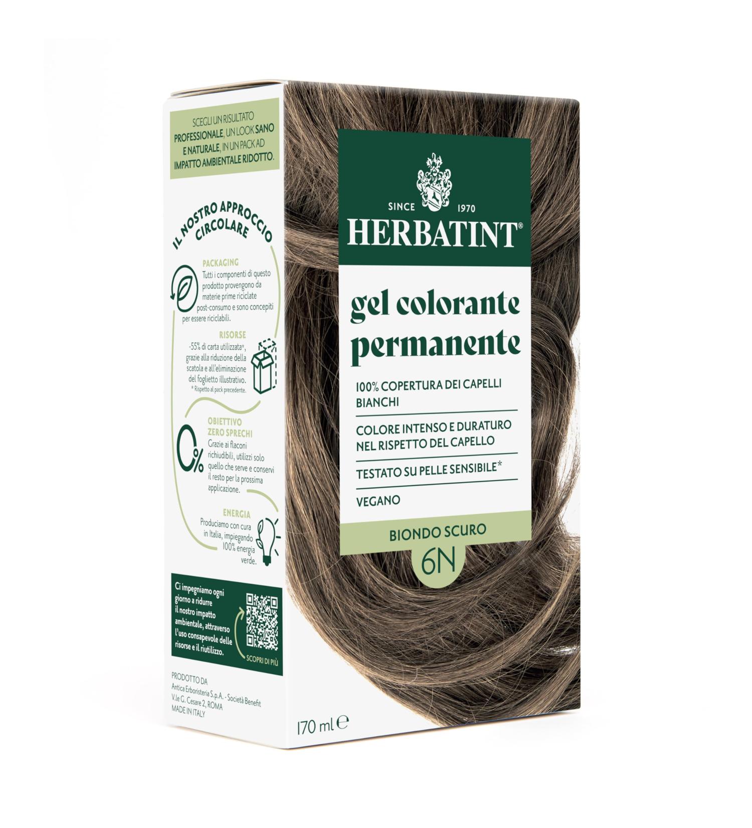  Herbatint Herbatint Permanent Hair Color Gel 6N Dark Blonde - 170 ml | Ammonia-Free 100% Gray Coverage | For Sensitive Skin with 8 Natural Organic Extracts - Buy Online on GoSupps.com