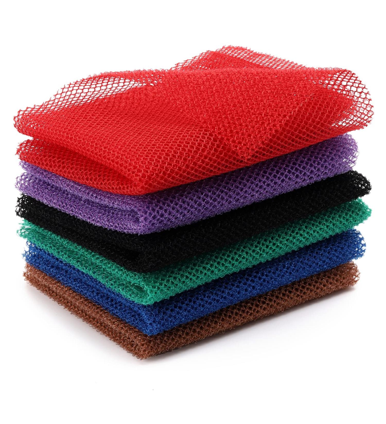 African Exfoliating Net Shower Loofahs - 6 Pack | Bath Wash Cloth Body Scrubber - Buy Online on GoSupps.com