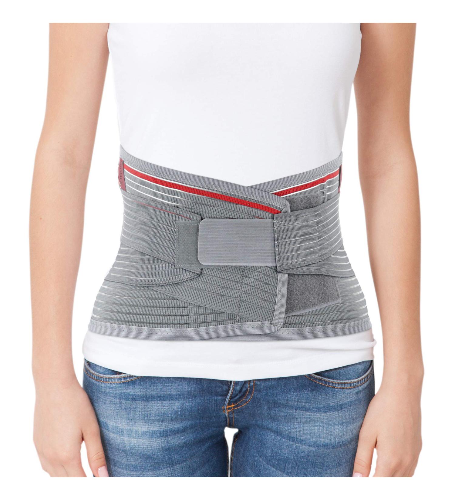 Ortonyx Ergonomic Lumbar Support - L/XXL (Waist 101-121 cm) - Breathable Back Support in Gray/Red for International Shipping - Buy Online on GoSupps.com
