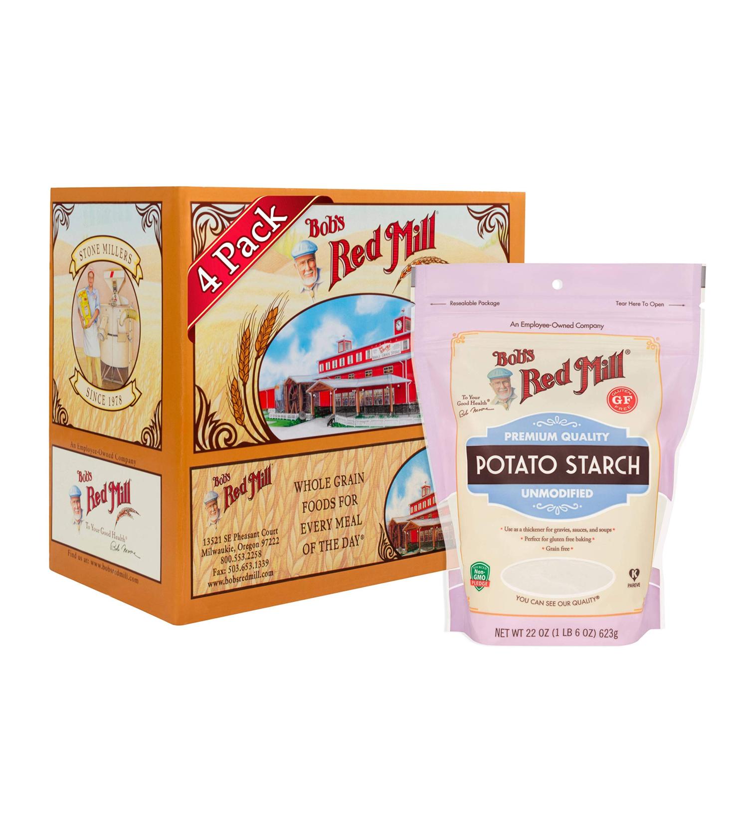 Bob's Red Mill Potato Starch 22 oz (Pack of 4) - Resealable Gluten-Free Starch - Buy Online on GoSupps.com