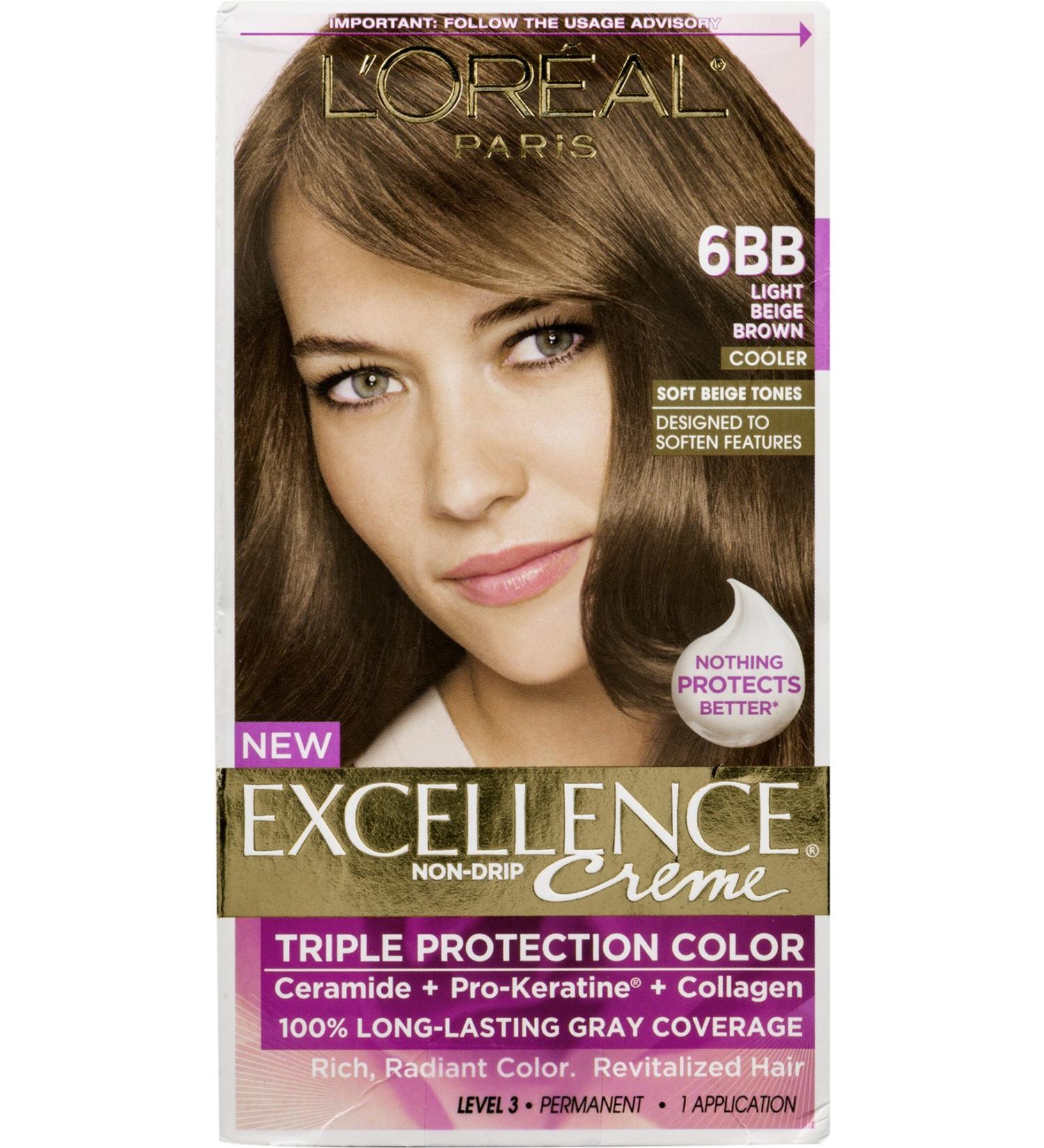 L'Oreal Paris Excellence Creme Triple Protection Color 6BB Light Beige Brown/Cooler
