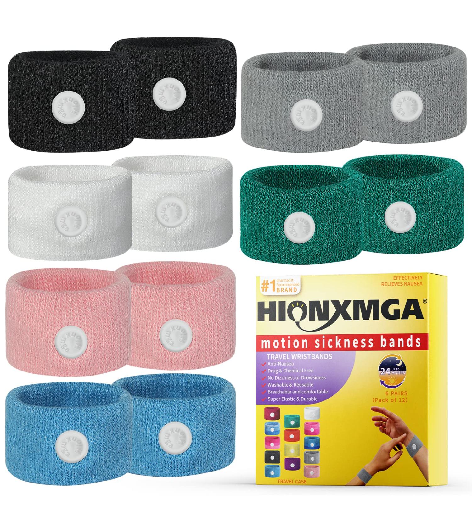 Acupressure Nausea Wristbands - Natural Relief for Motion Sickness, Morning Sickness & Anxiety - 6 Pairs - Buy Online on GoSupps.com