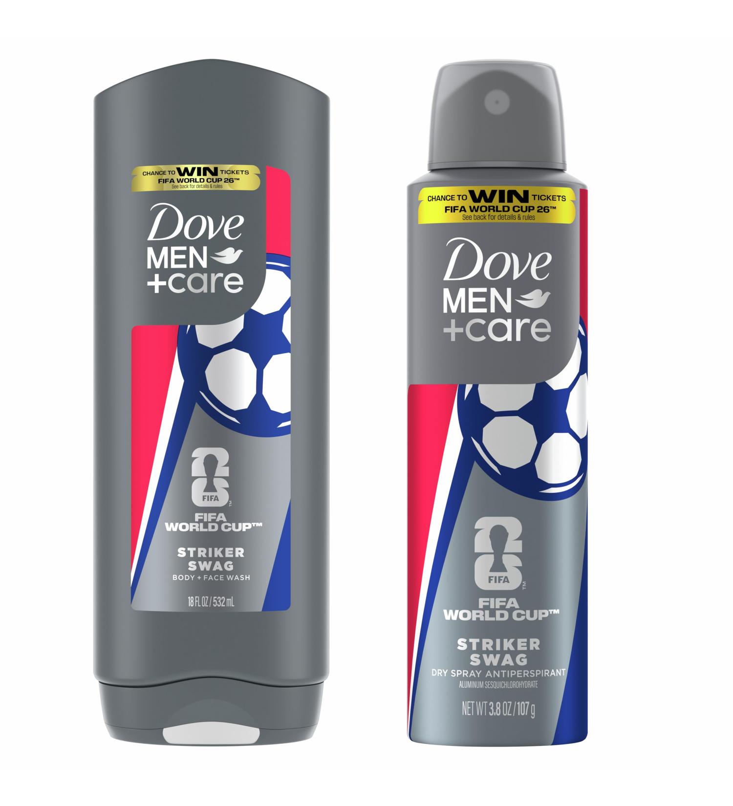 DOVE MEN + CARE Limited Edition FIFA Body Wash & Deodorant Regimen Pack 2 Count Striker Swag for Men for Hydrated Soft Skin & Odor Control - Buy Online on GoSupps.com