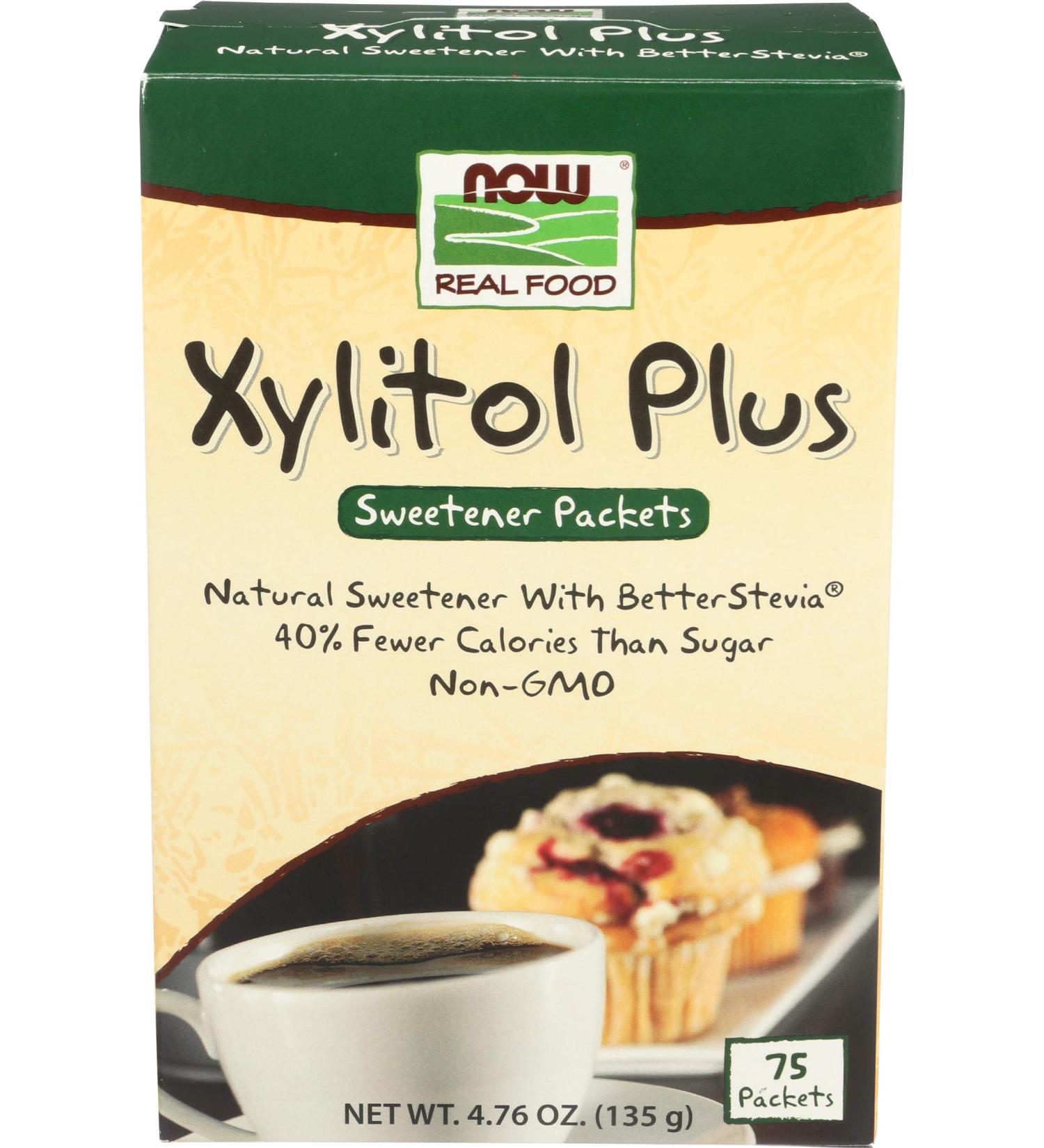 Now Foods Xylitol Plus 75 Packets - Natural Sweetener 4.76 oz (135 g) | Low-Calorie Sugar Substitute - Buy Online on GoSupps.com