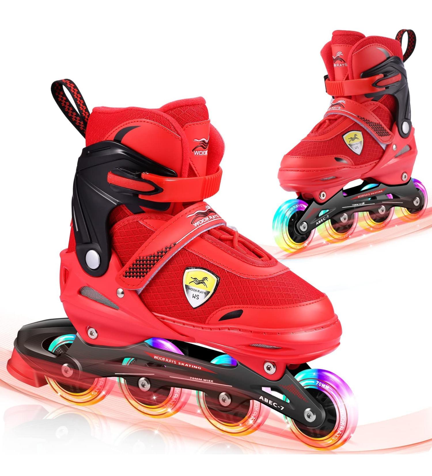 Awesome Light-Up Roller Skates For Kids - Adjustable 4 Sizes For Ages 3-12 With Quad Wheels & Safety Features