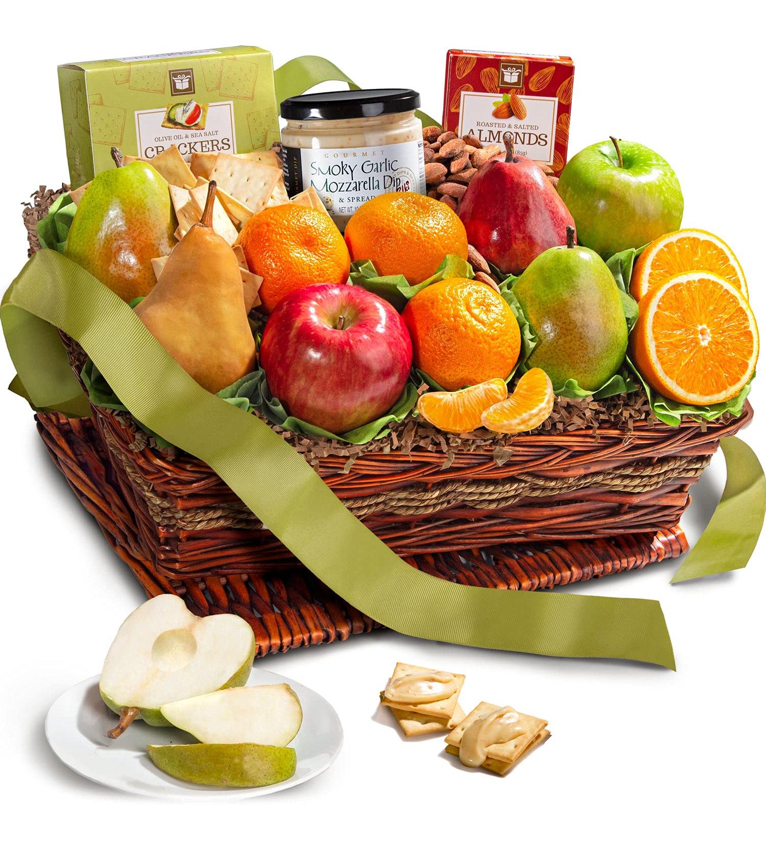 Classic Fresh Fruit Basket Gift | Crackers, Cheese & Nuts | Perfect for Christmas, Holidays & All Occasions - Buy Online on GoSupps.com