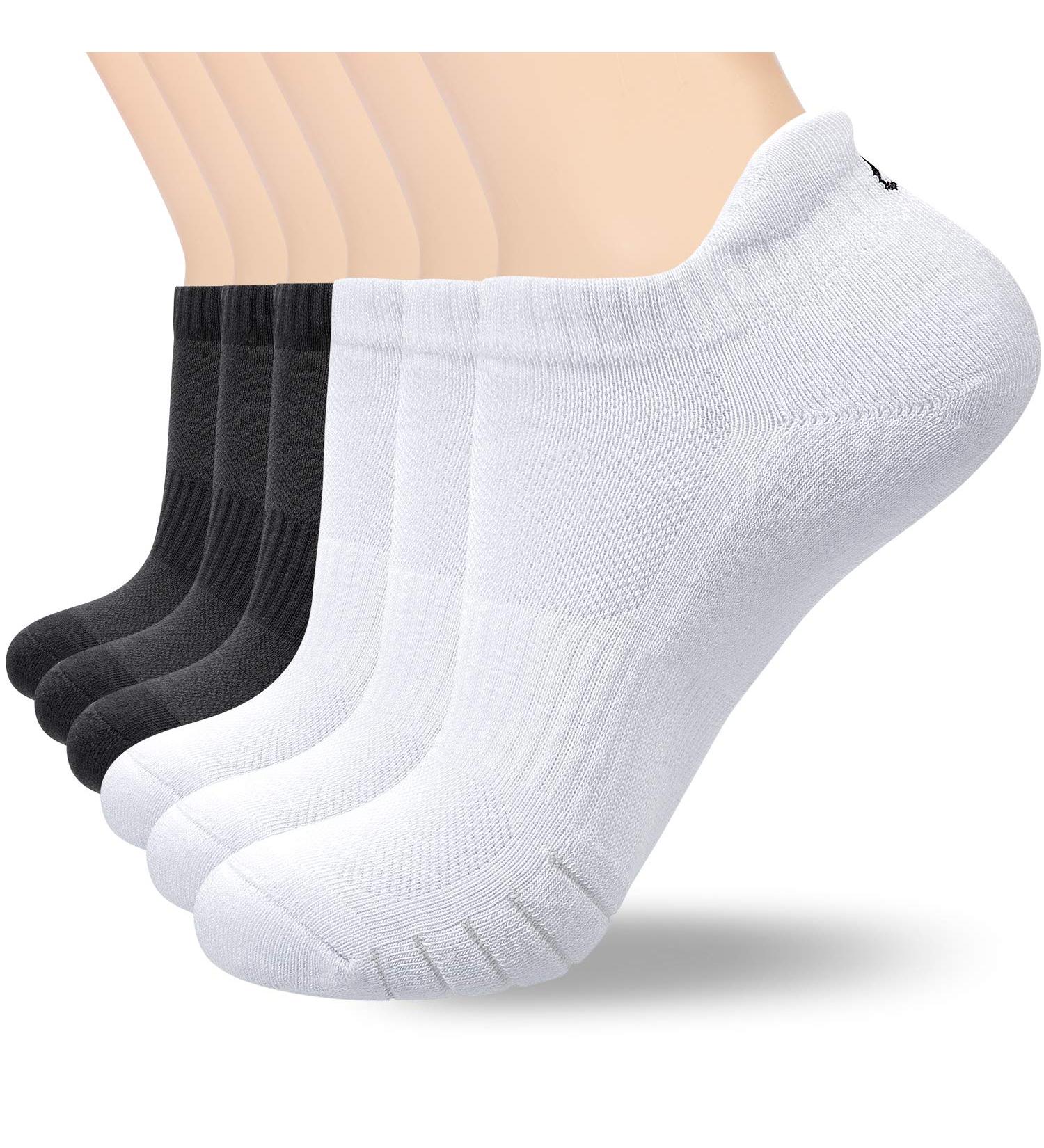 Coskefy Unisex Sneaker Socks Breathable Cotton Sports Socks for Men & Women 6 Pairs | Sizes 35-50 Black White Gray - Buy Online on GoSupps.com
