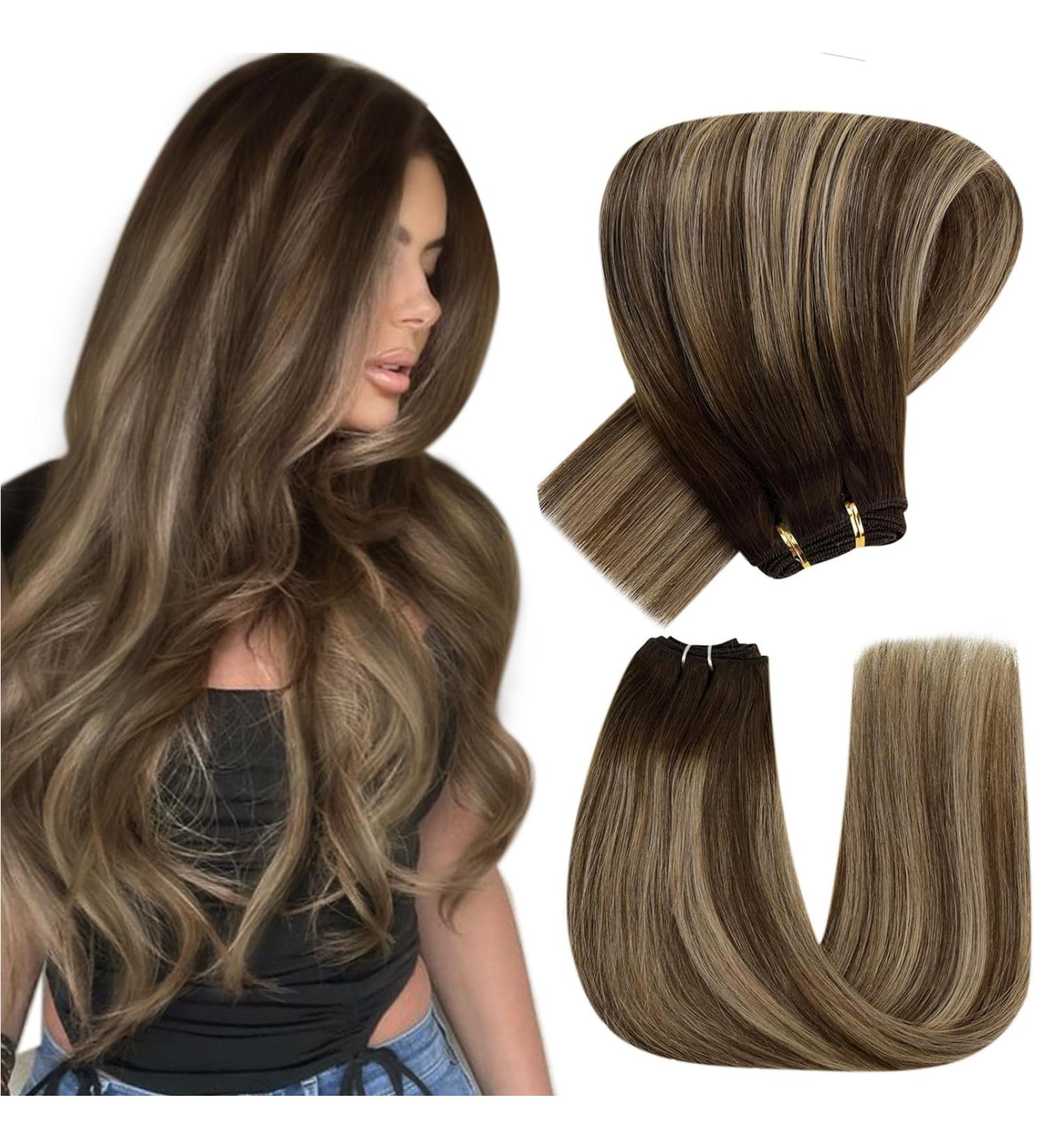 Hetto Balayage Extensions | Real Hair Remy Tresses - Chocolate Brown to Caramel Blonde #4/27/4 | 100g 45cm Ombre Hair Extensions - Buy Online on GoSupps.com