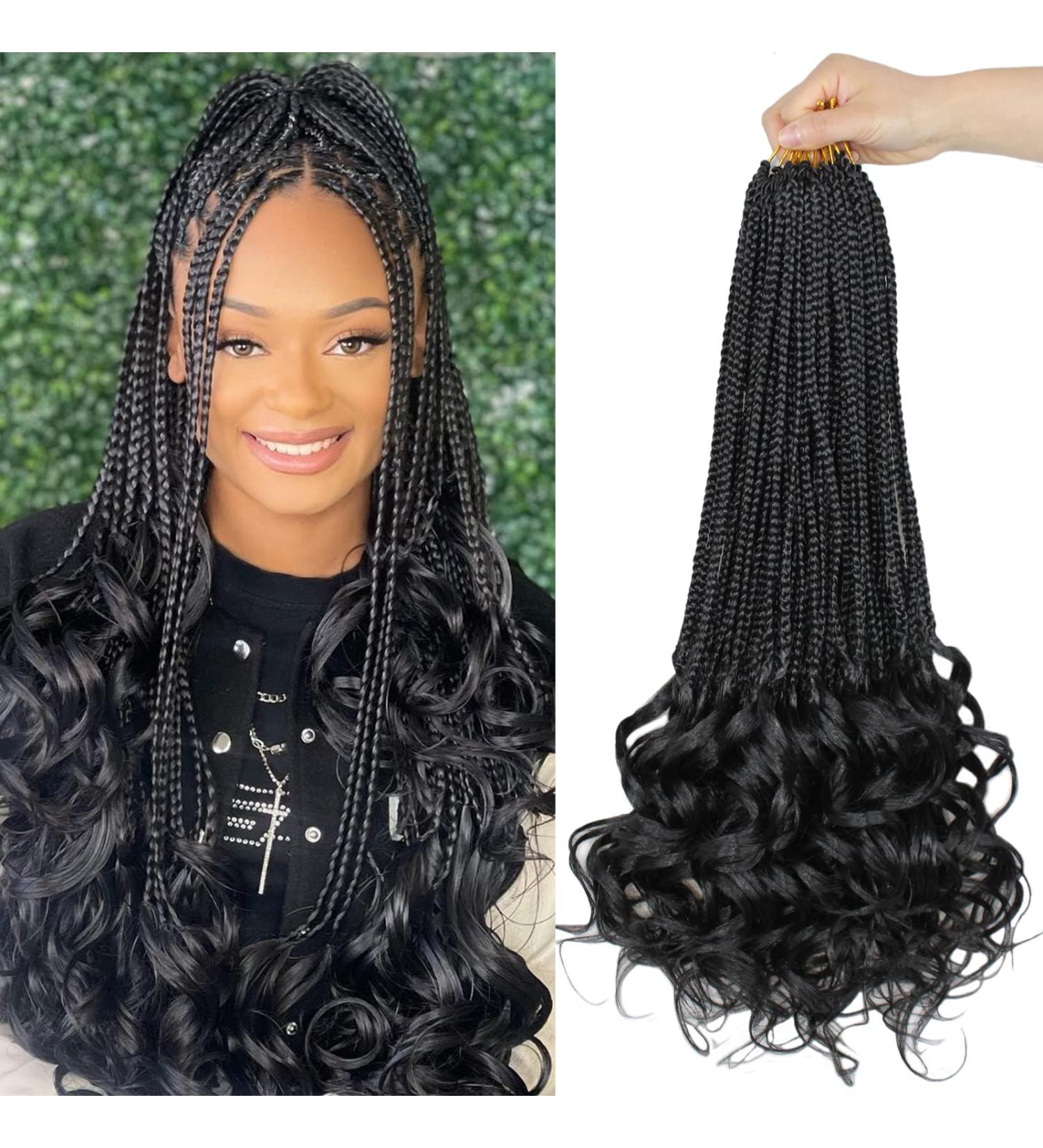 Vustbeauty French Curl Crochet Braids 18 Inch 8 Packs | Pre Looped Goddess Box Braids Spanish Curls | Wavy Crochet Hair for Black Women (18inch 1b) - Buy Online on GoSupps.com