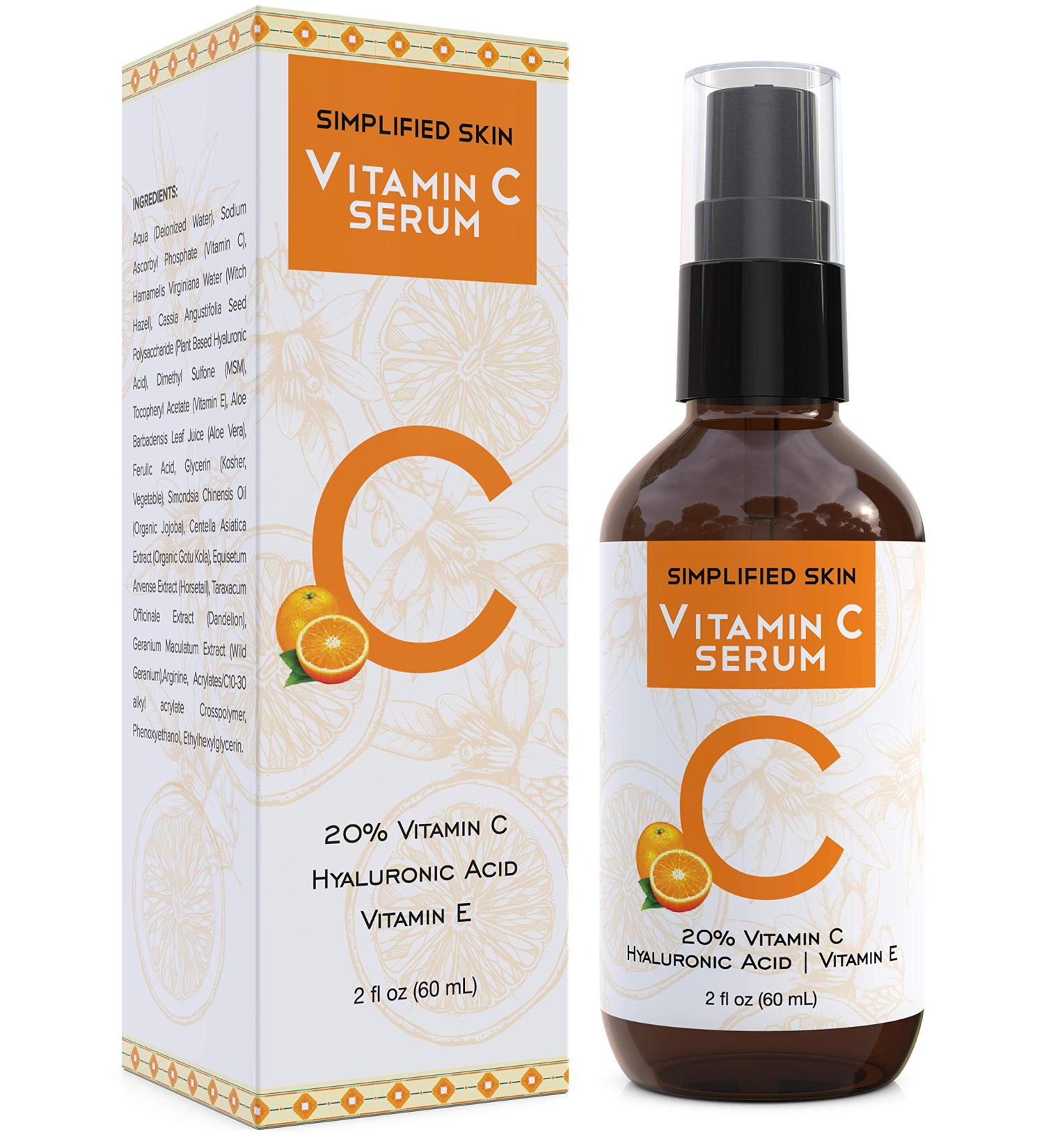 Vitamin C Serum 20% - Anti-Aging, Acne & Dark Spot Remover with Hyaluronic Acid & Vitamin E | Simplified Skin - Buy Online on GoSupps.com