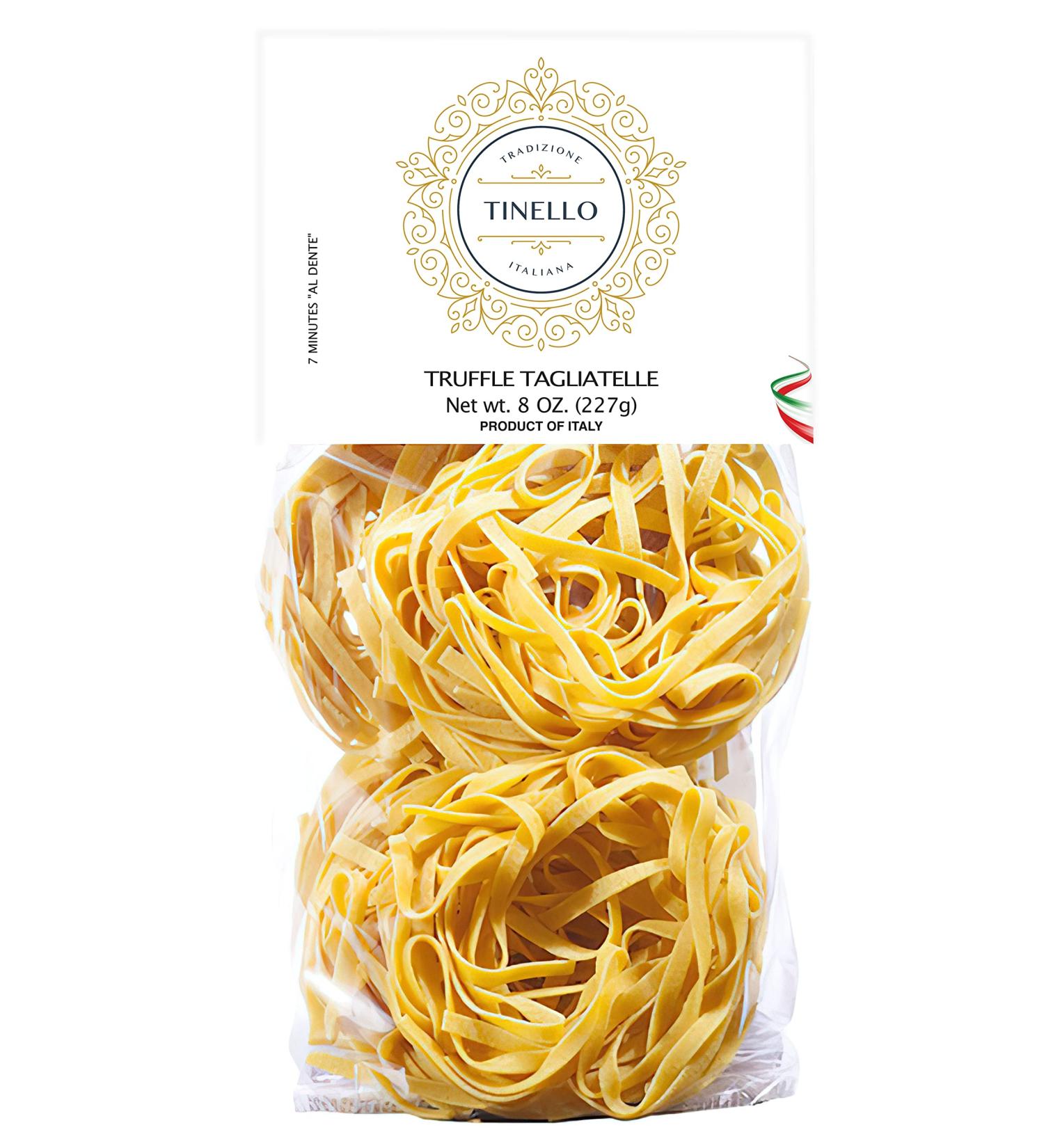 Black Truffle Tagliatelle 2-Pack - Tinello Italian Truffle Flavored Egg Pasta with Black Truffle - 8 oz (227g) x 2 - Buy Online on GoSupps.com