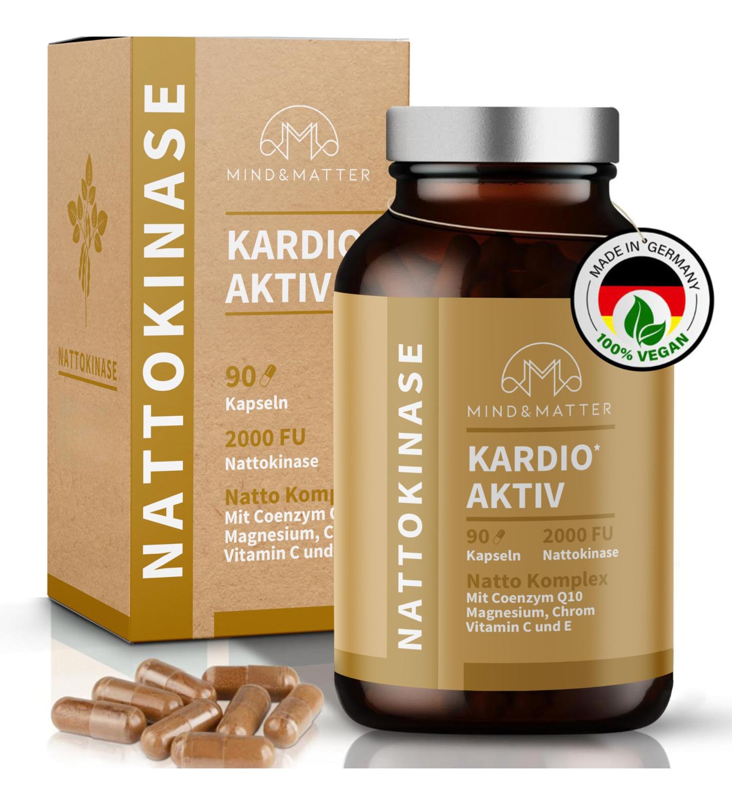 High-Dose Nattokinase Capsules | Cardio Active Formula with Q10 Chrome Pepper Vit C & E - 90 Lab-Tested Capsules - No Additives Made in DE - Buy Online on GoSupps.com