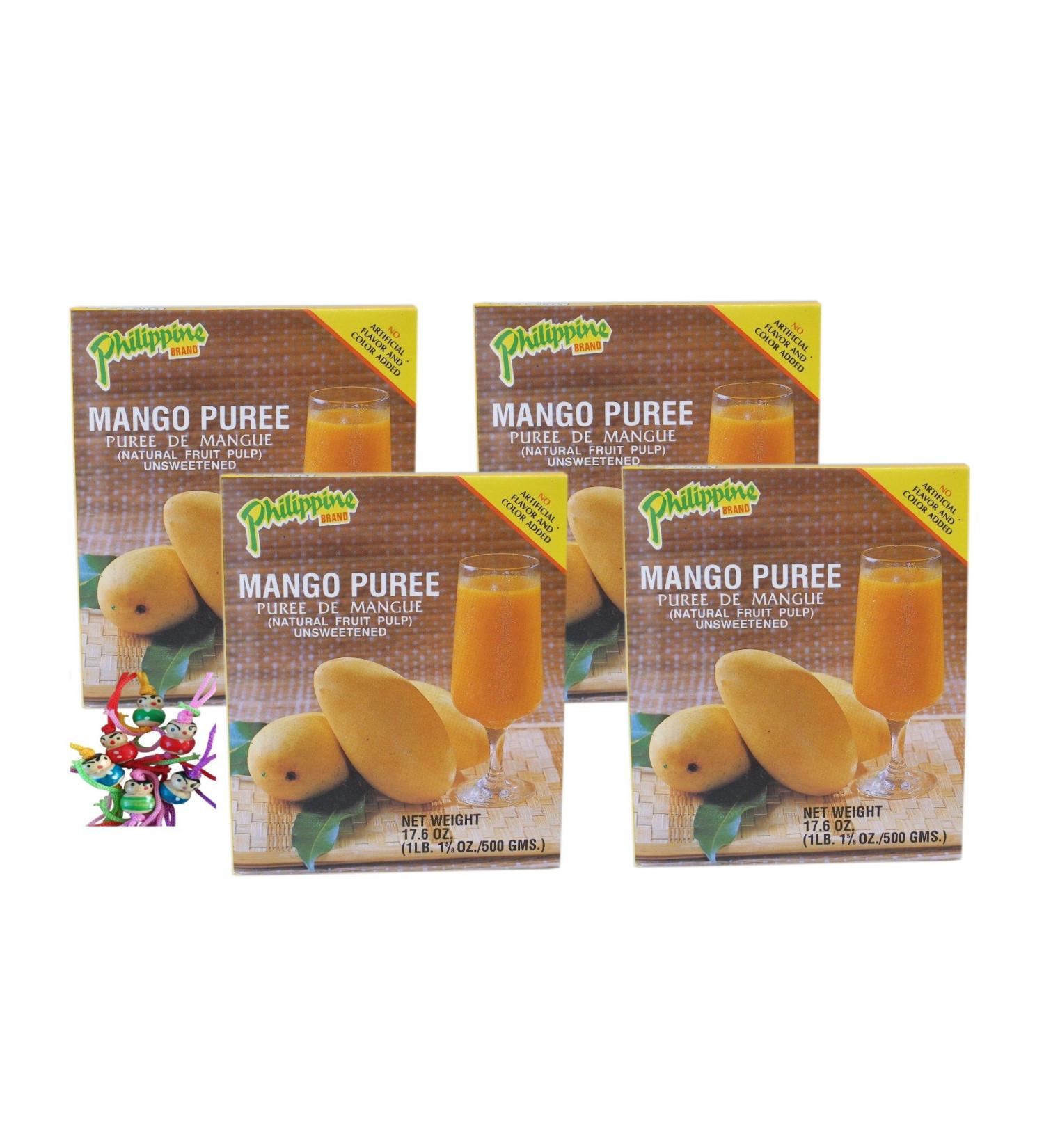 Buy 4x 500g Philippine Mango Puree - Unsweetened Fruit Pulp | Premium Quality Mango Puree for Baking & Smoothies - Buy Online on GoSupps.com