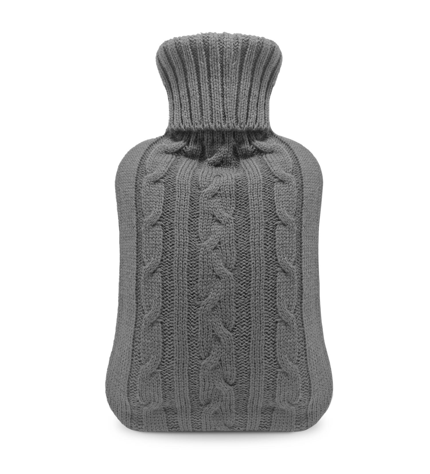KEPLIN Cosy Hot Water Bottle with Knitted Cover - Relieves Body Aches & Pains Washable Safe & Durable Heating Pad - Ideal Cosy Nights & Gifts - Large 2L (Grey) Grey Knitted - Buy Online on GoSupps.com
