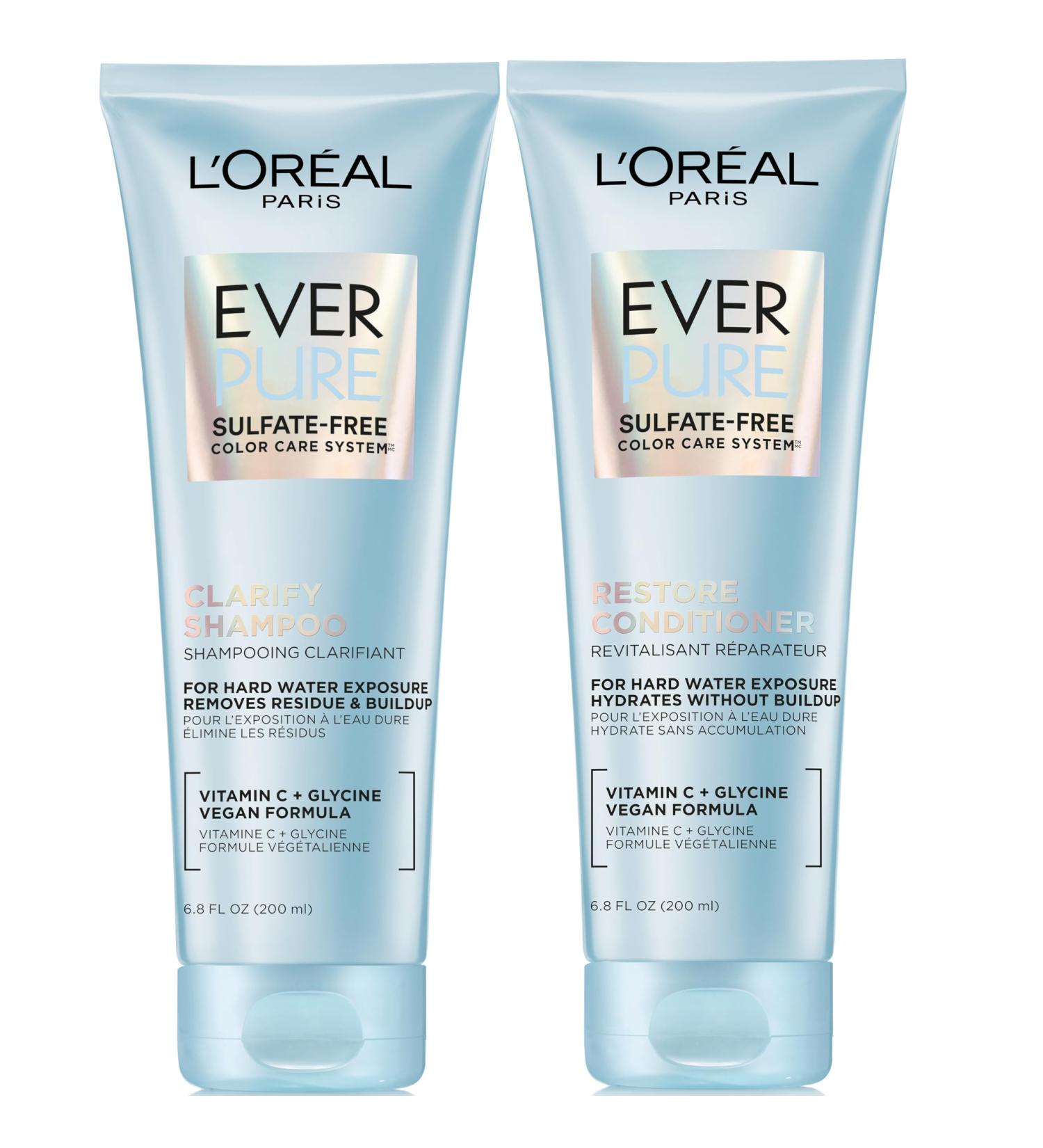 L'Oreal Paris Clarify & Restore Sulfate Free Shampoo & Conditioner Set | Antioxidant Hair Care for Hard Water & Styling Build-up - Buy Online on GoSupps.com