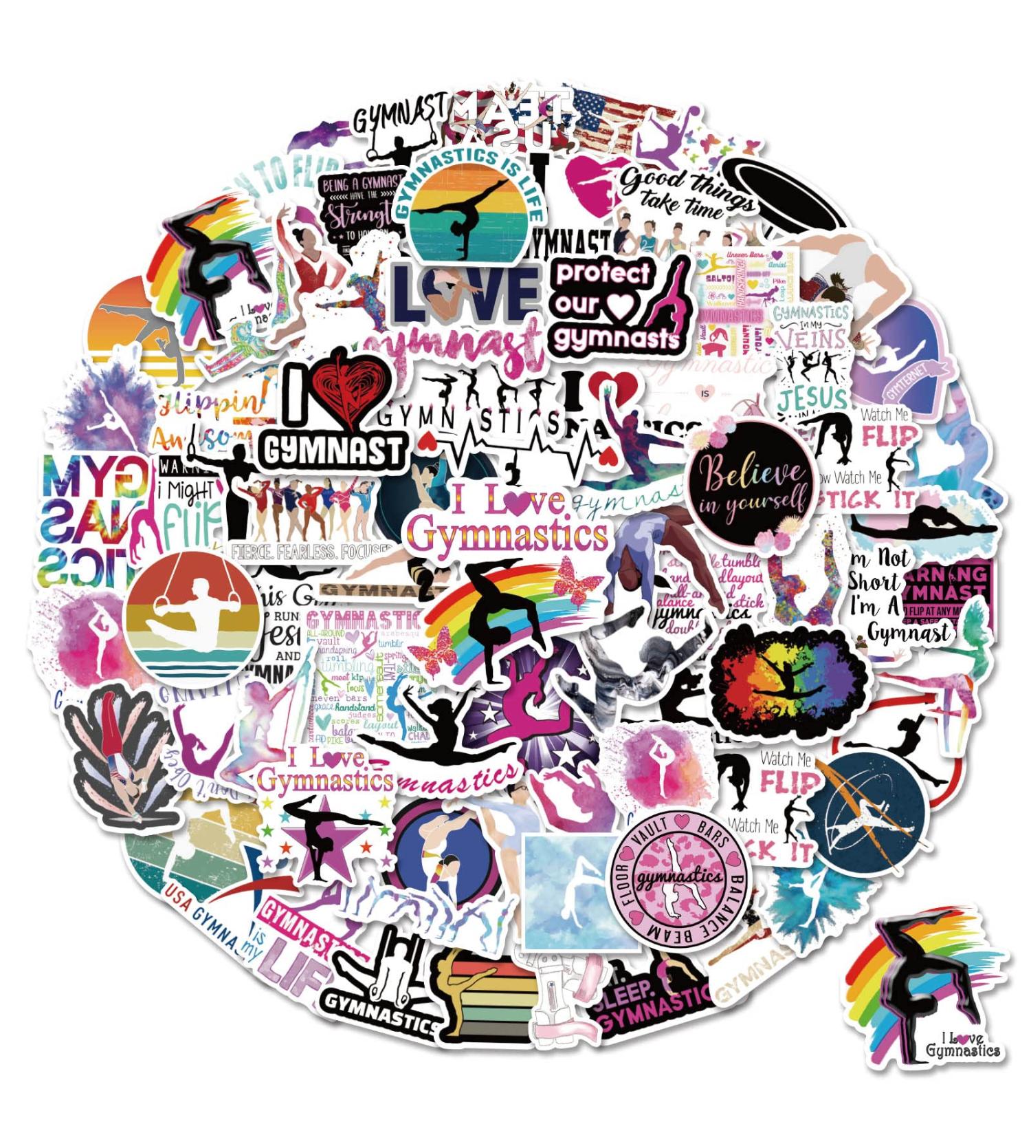 Gymnastics Stickers 100PCS | Gifts for Girls, Water Bottles, Room Decor | Wall Decal Included - Buy Online on GoSupps.com