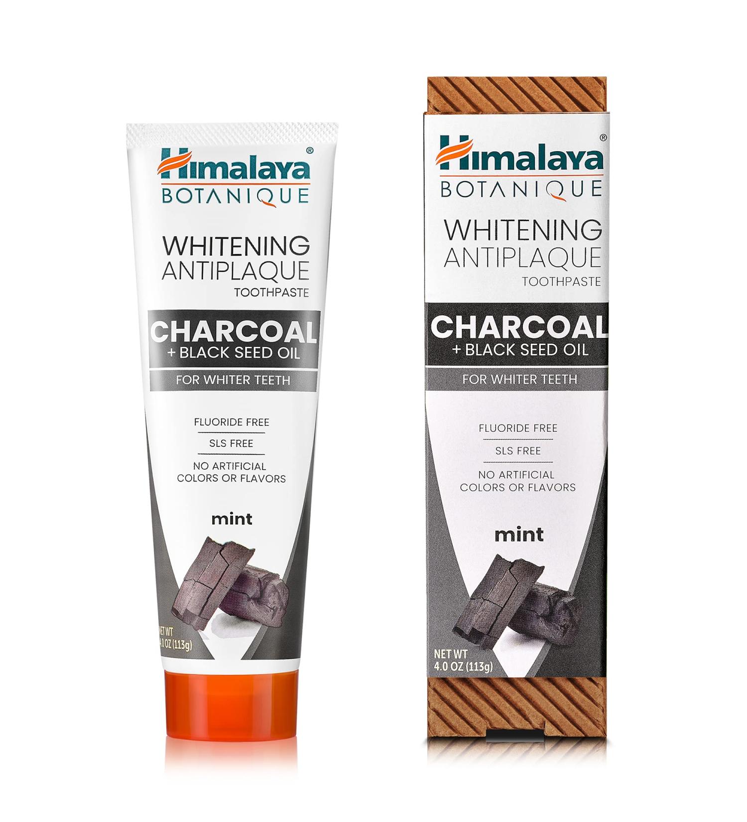 Himalaya Whitening Antiplaque Toothpaste with Charcoal & Black Seed Oil - Mint Flavor, 4 oz - Buy Online on GoSupps.com