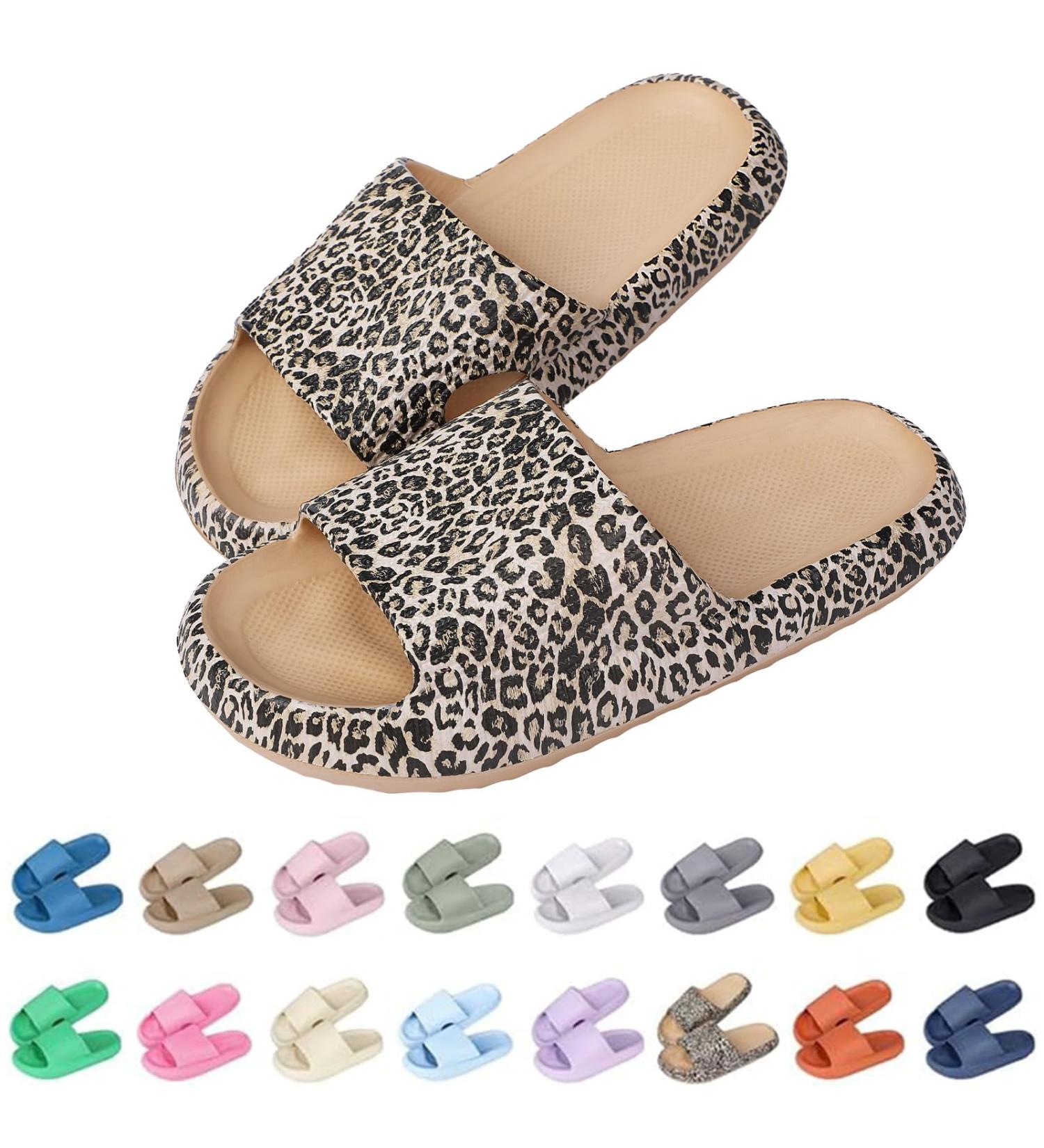Chicsleil Cloud Slides for Men & Women | Comfortable EVA Flip-Flops & Bath Shoes | Slipproof Shower Slippers in Leopard | EU Sizes 36-45 - Buy Online on GoSupps.com