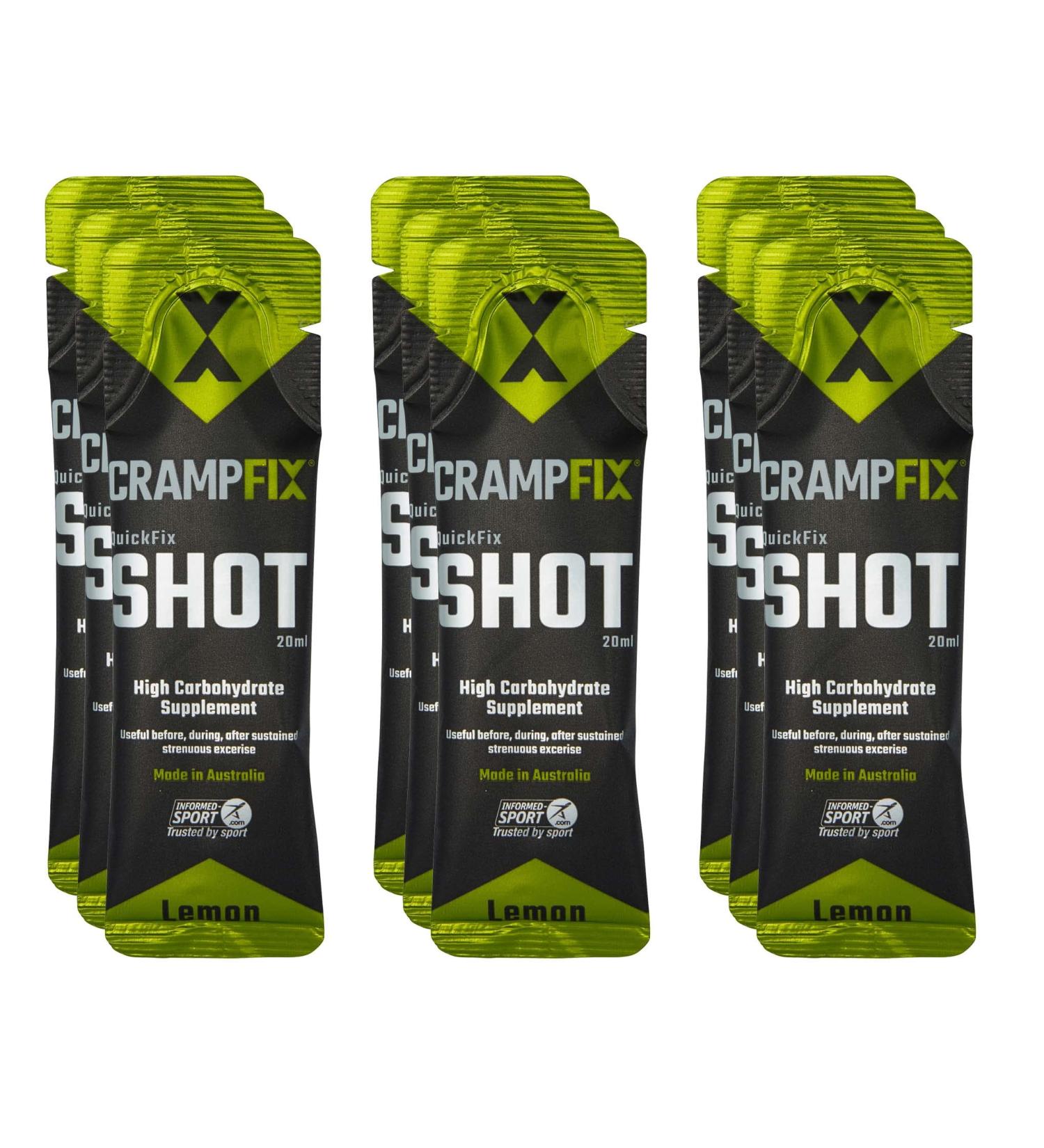 CrampFix QuickFix Shot Sachets - Fast Muscle Cramp Relief (9 x 20ml Lemon) - Buy Now! - Buy Online on GoSupps.com