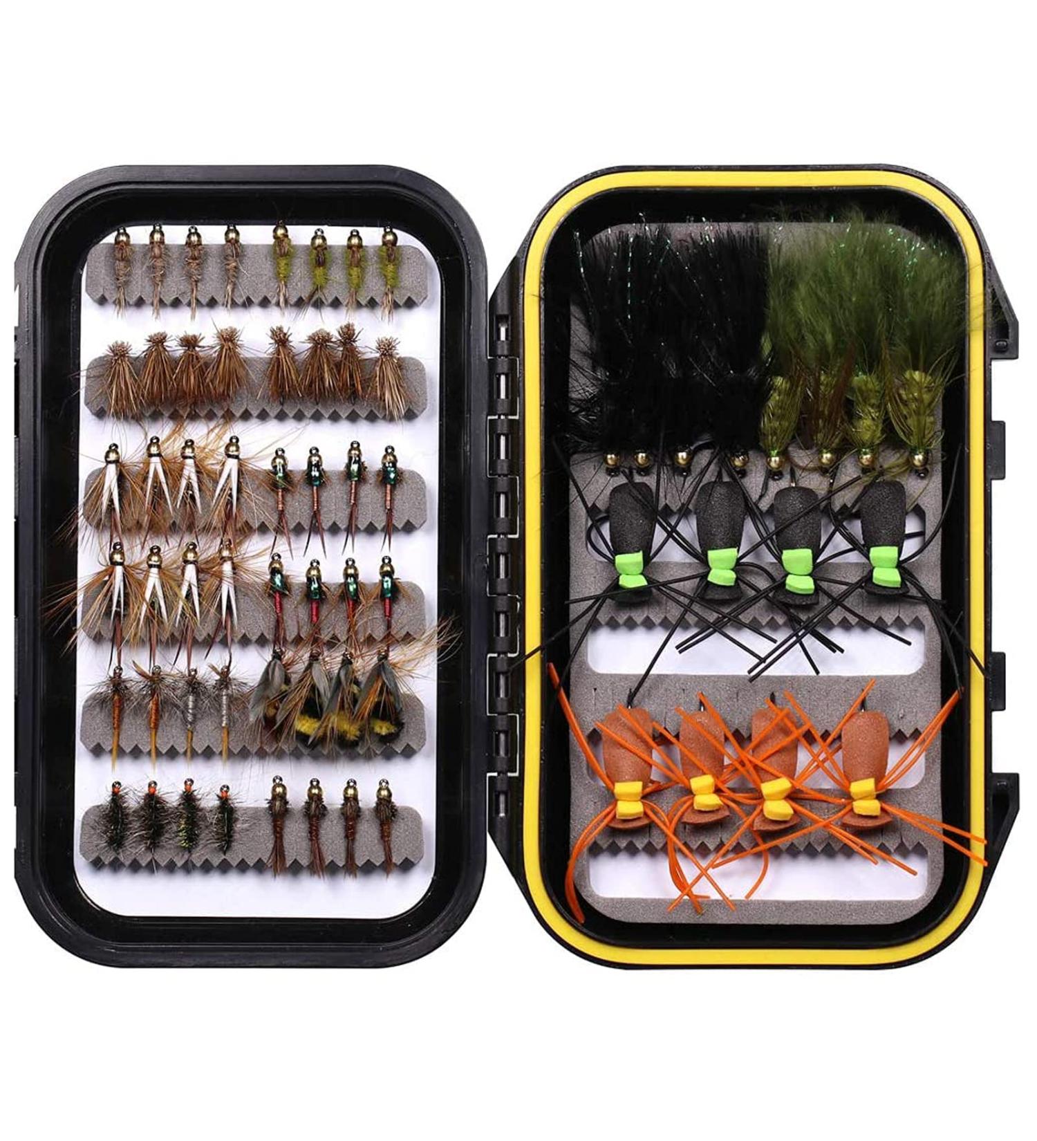 Wifreo Fly Fishing Flies Assortment - 64PCS Trout Lures Kit with Waterproof Fly Box - Buy Online on GoSupps.com