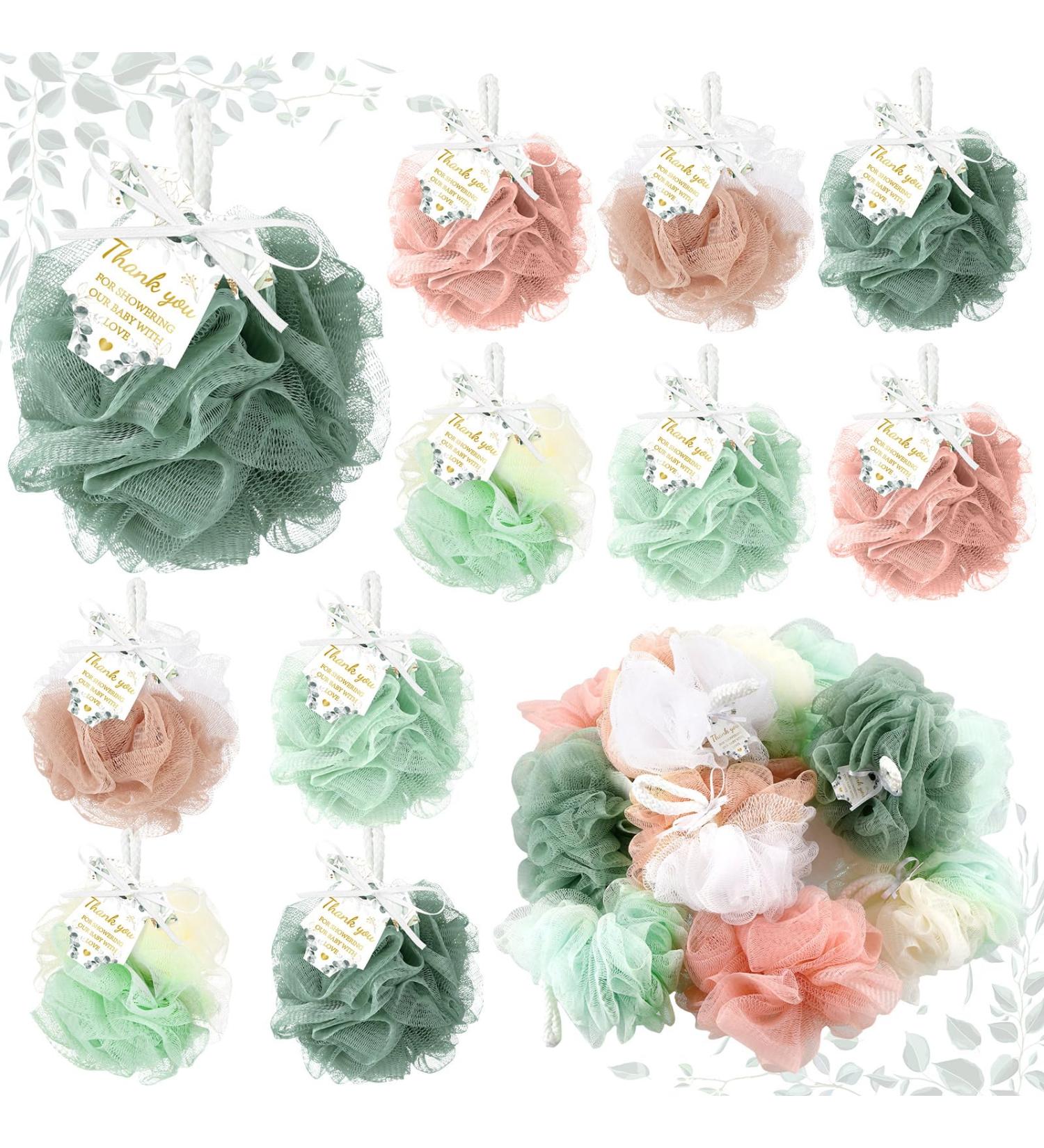 50 Set Bath Sponge Shower Bulk | Baby Shower Thank You Gift Cards | Exfoliating Mesh Pouf & Scrubber for Women | Ideal Guest Gift - Buy Online on GoSupps.com
