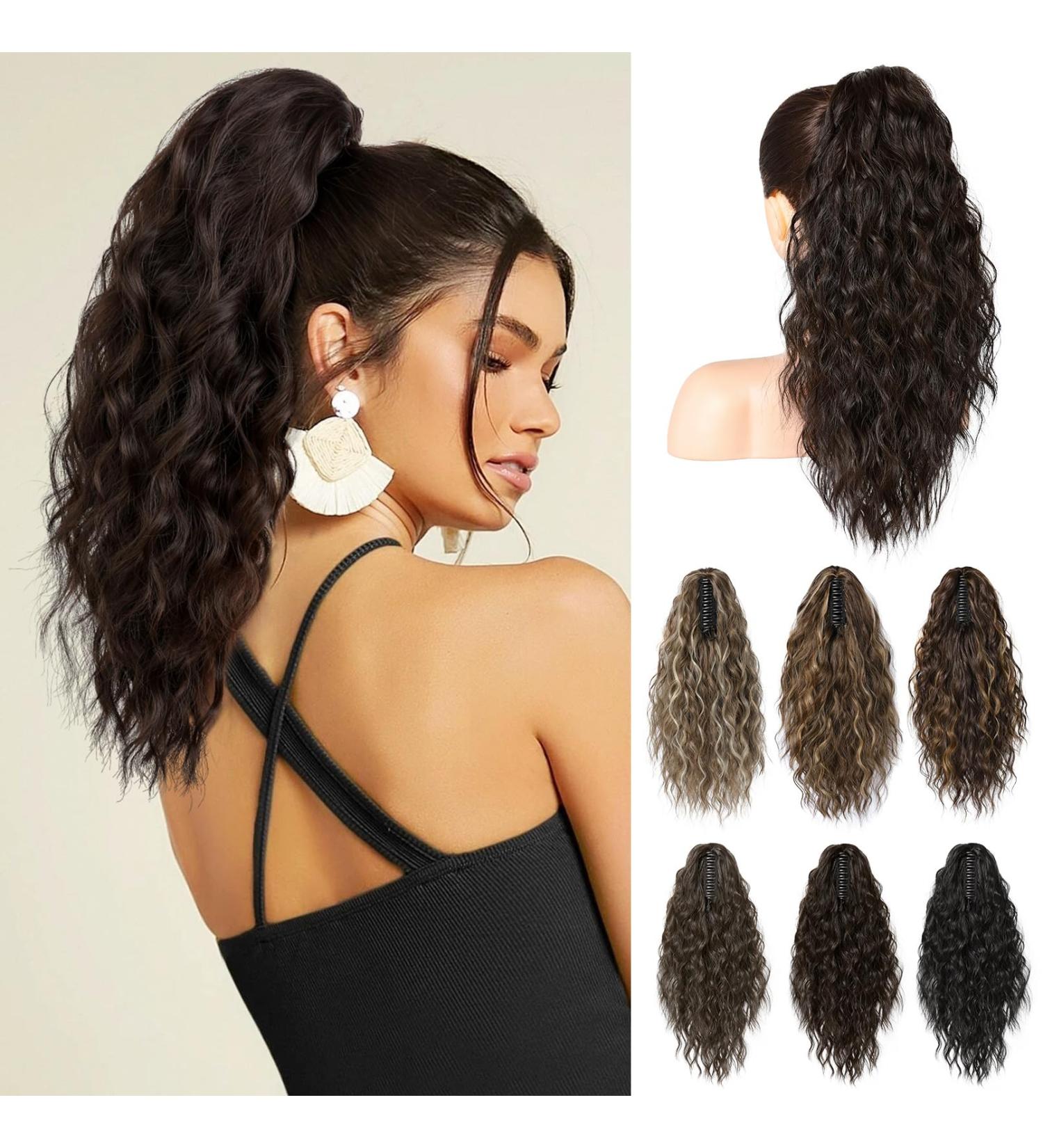 Buy Brikabia Dark Brown Ponytail Extension - Long Wavy Curly Clip-In Hair Extension for Women | International Shipping Available - Buy Online on GoSupps.com