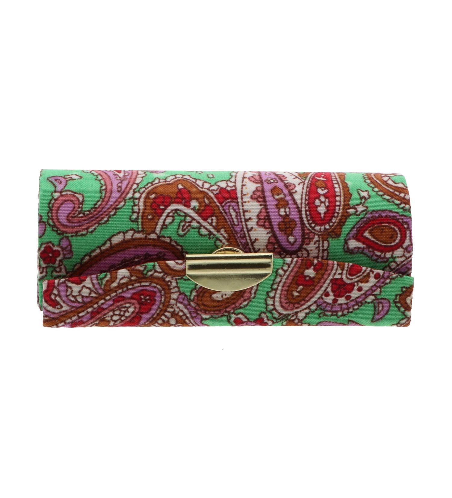 Paisley Patterned Ladies Lipstick Case with Mirror - Stylish Green Lipstick Holder for Purse - Buy Online on GoSupps.com