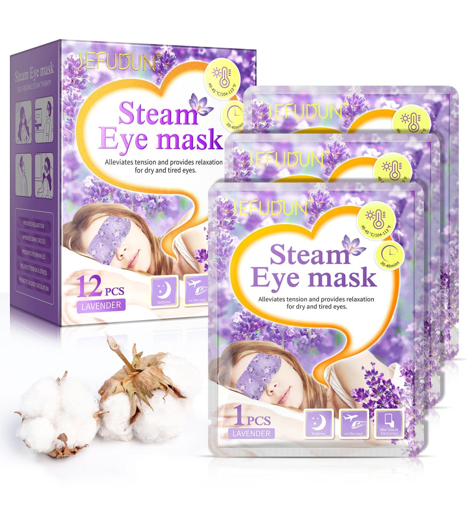 Steam Eye Mask 12 Packs Warming Eye Mask Self Heating Eye Mask Soothing Headache Relief Lavender Sleep Mask for Dry Eyes Fatigue Disposable Moist Hot Compress Eye Patch for Relaxation and Eye Strain - Buy Online on GoSupps.com