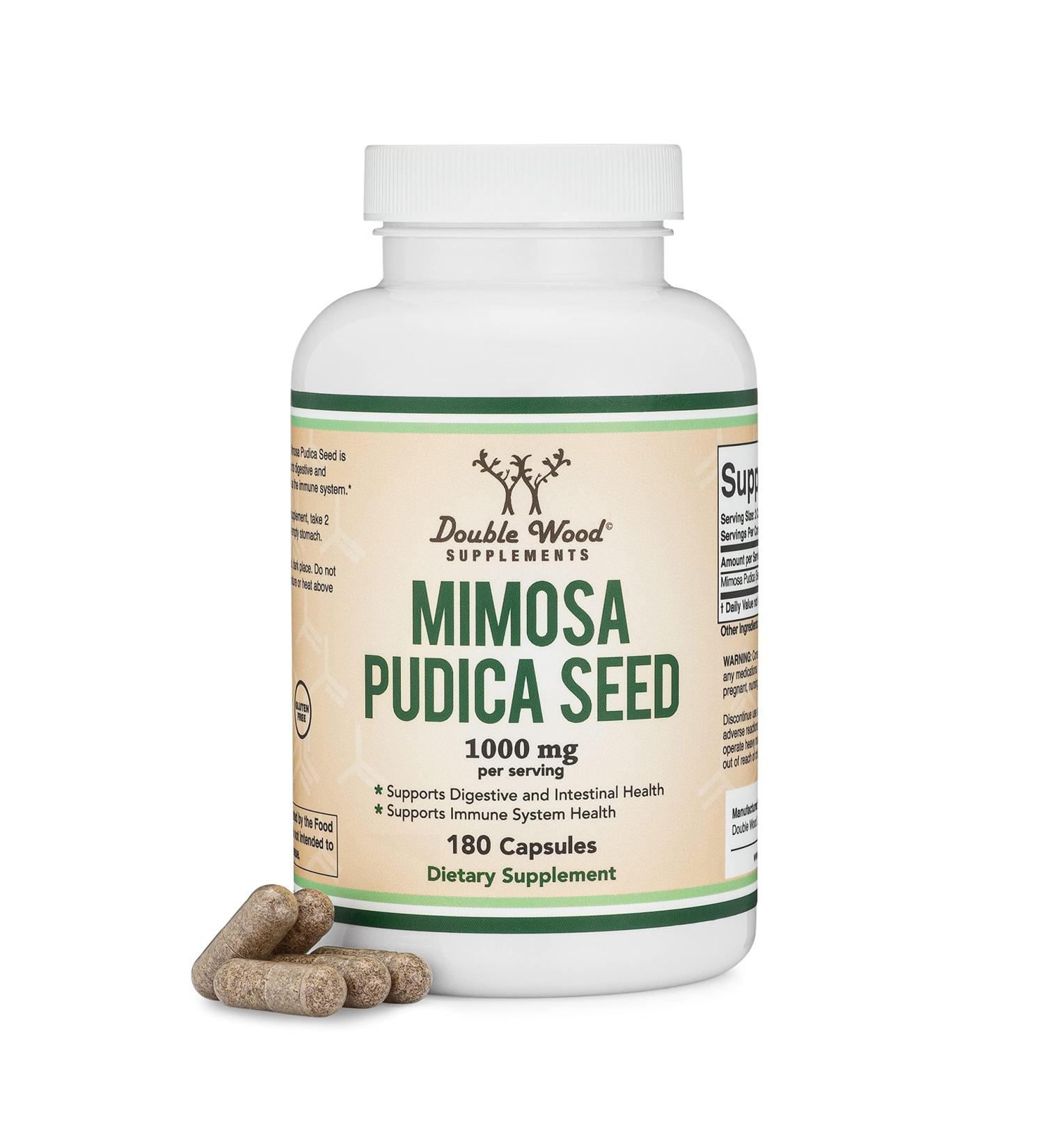 Mimosa Pudica Seed Capsules (180 Capsules 3 Month Supply) 1000mg for Digestive Support by Double Wood - Buy Online on GoSupps.com