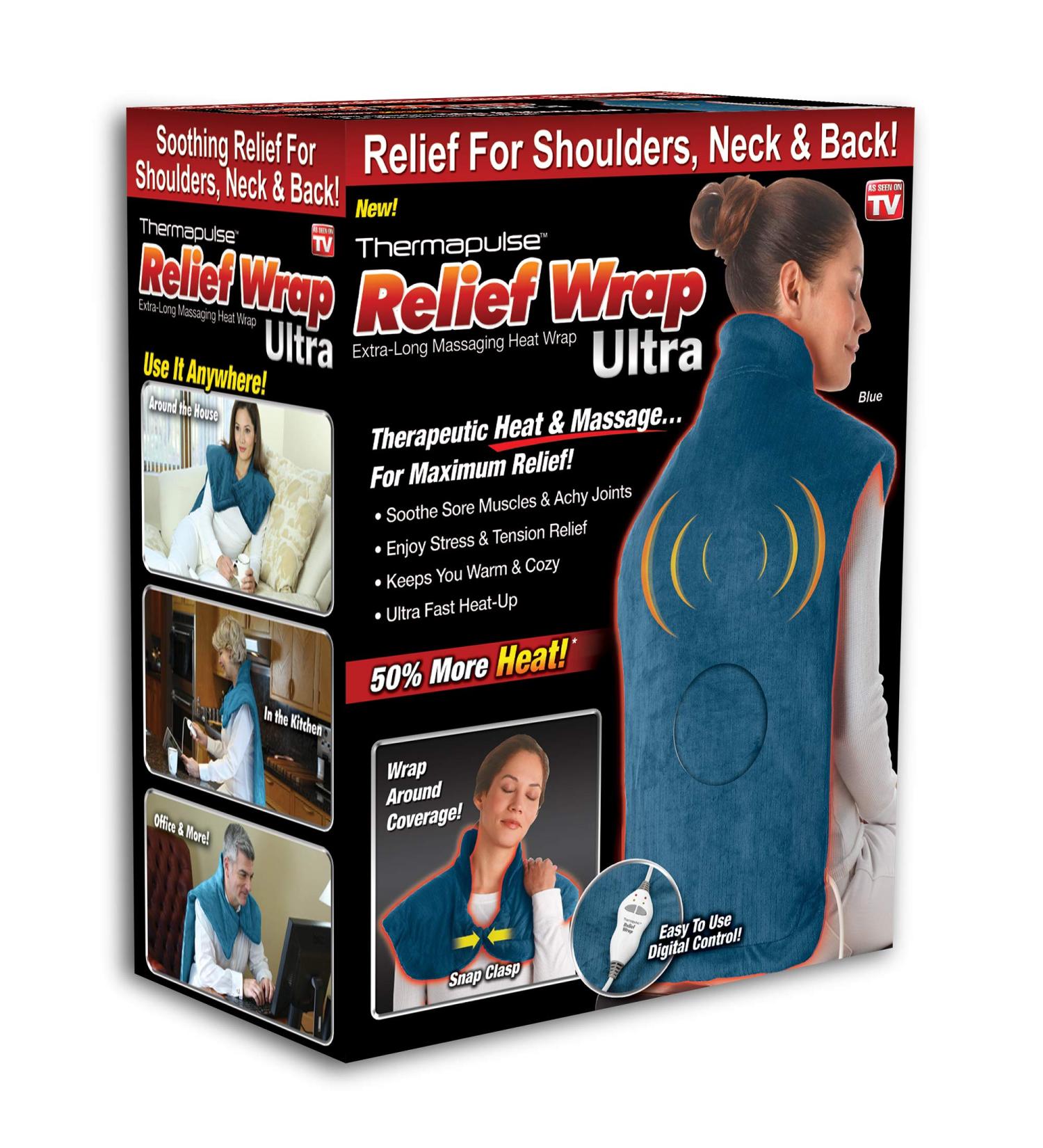 Thermapulse Relief Wrap Ultra: Extra Long Massaging Heat Wrap by Ontel - Buy Online on GoSupps.com