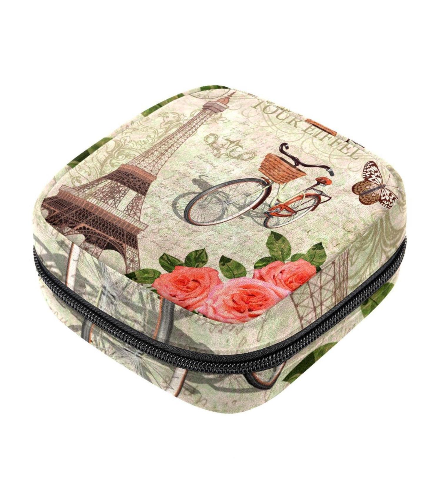 Stylish Pink Eiffel Tower Bandage Storage Bag for Menstrual Cups & Pads - Perfect for Teen Girls & Women - Buy Online on GoSupps.com