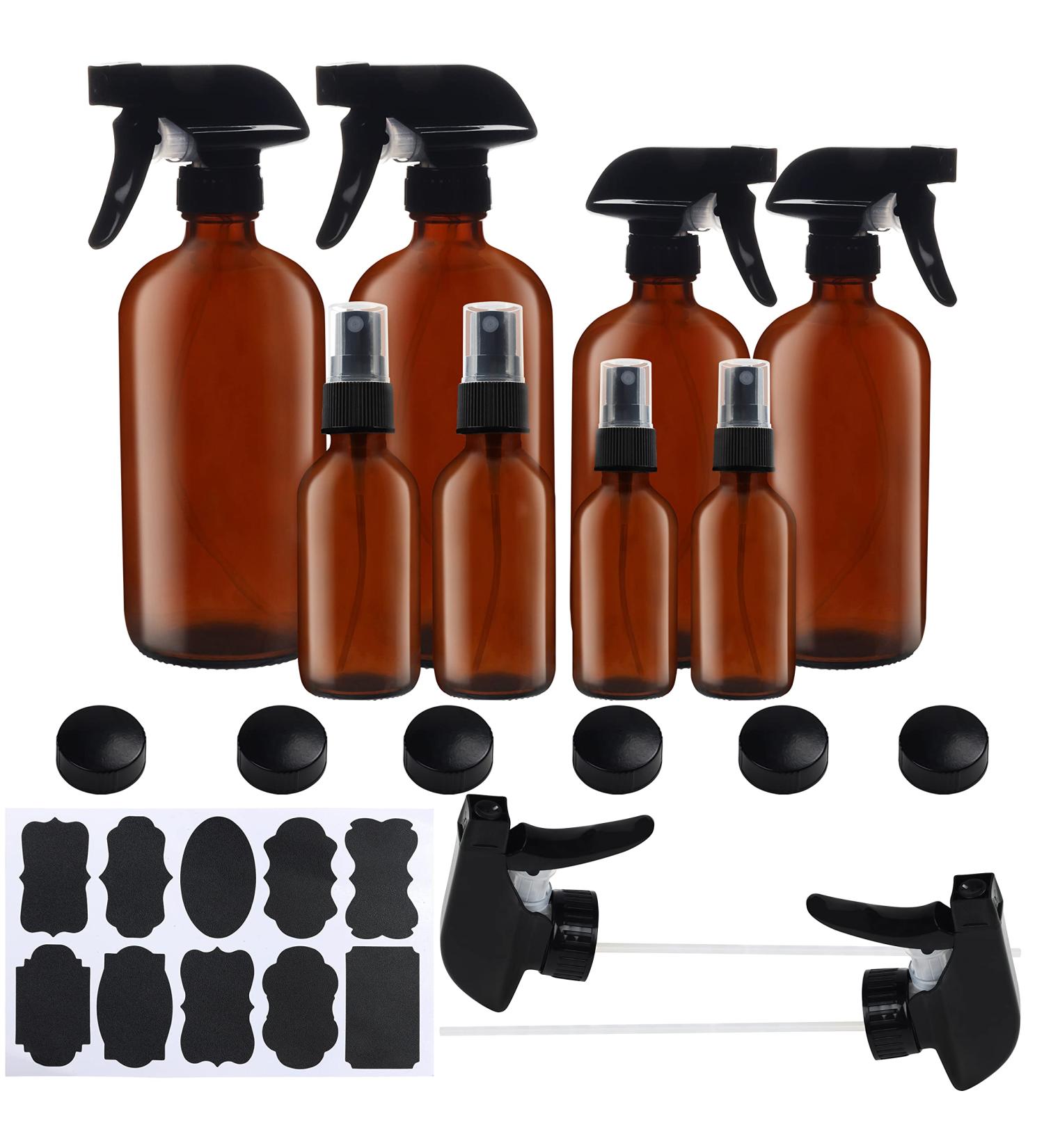 BELLE VOUS Brown Glass Spray Bottle Set - 8-Pack 57-455ml Empty Atomizers for Oils Cleaning Plants - Includes Labels & Lids - Buy Online on GoSupps.com