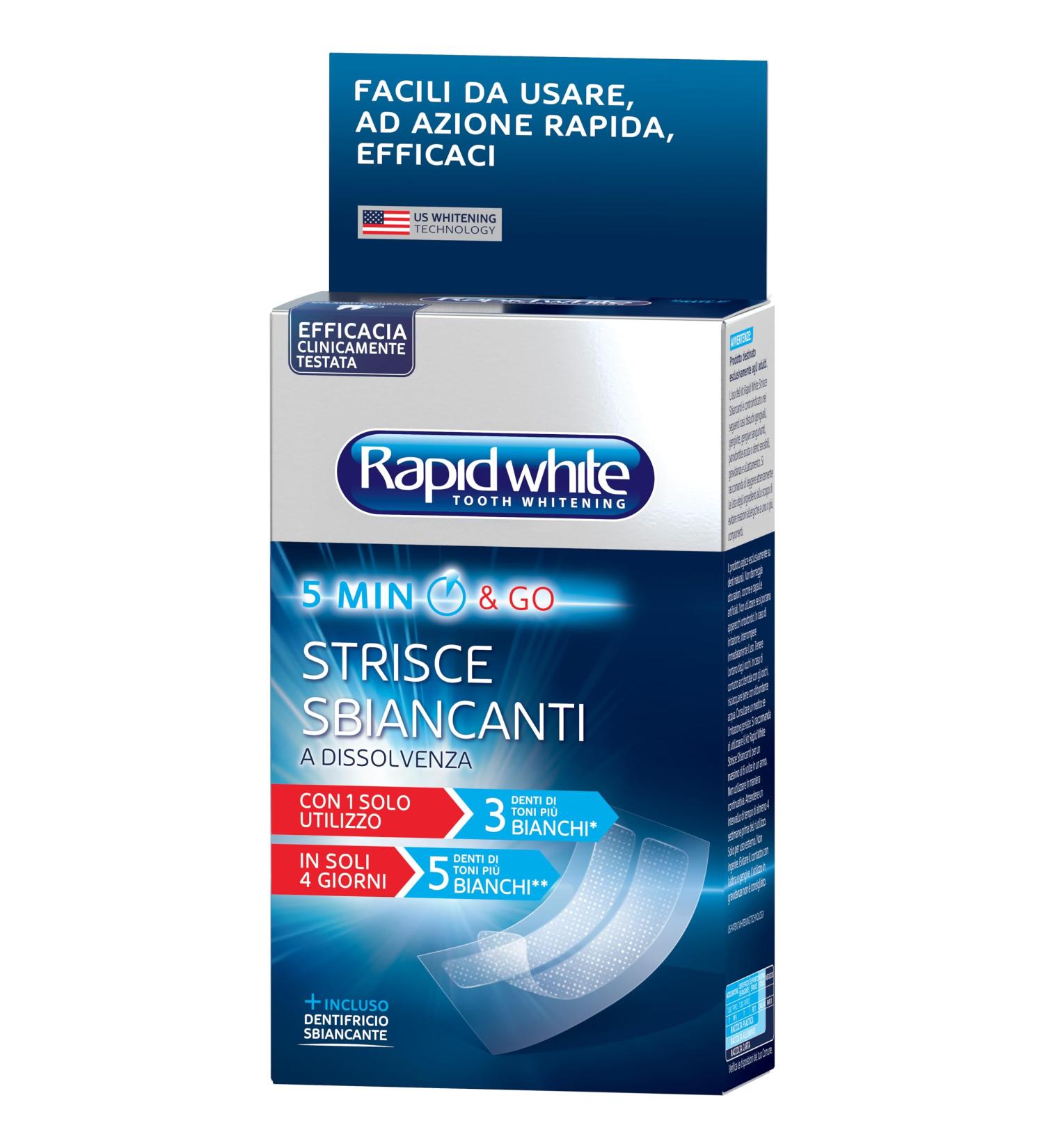 Rapid White Teeth Whitening Set - 8 Lightening Strips Accelerator & Express White Toothpaste - Fresh Mint Flavor - Buy Online on GoSupps.com