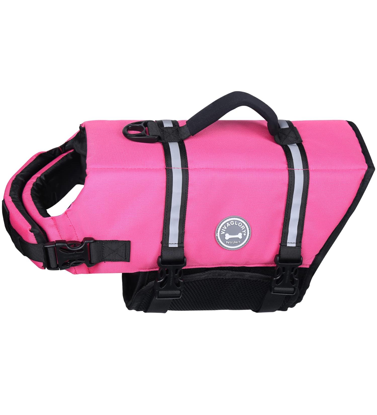 Vivaglory Ripstop Dog Rescue Vest for Small & Medium Boats - Enhanced Buoyancy & Visibility Pink (M: 53-63cm Chest) - Buy Online on GoSupps.com