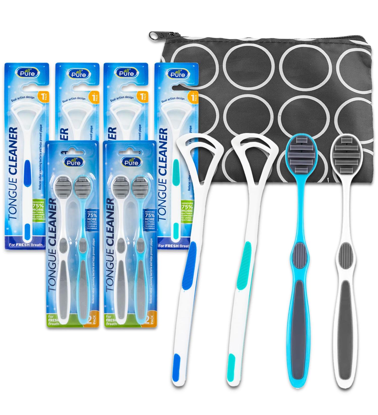 Buy Tongue Scraper Bulk Kit | BPA Free Tongue Scrapers & Brushes for Adults & Kids - 12 Pack Oral Hygiene Bundle - Buy Online on GoSupps.com